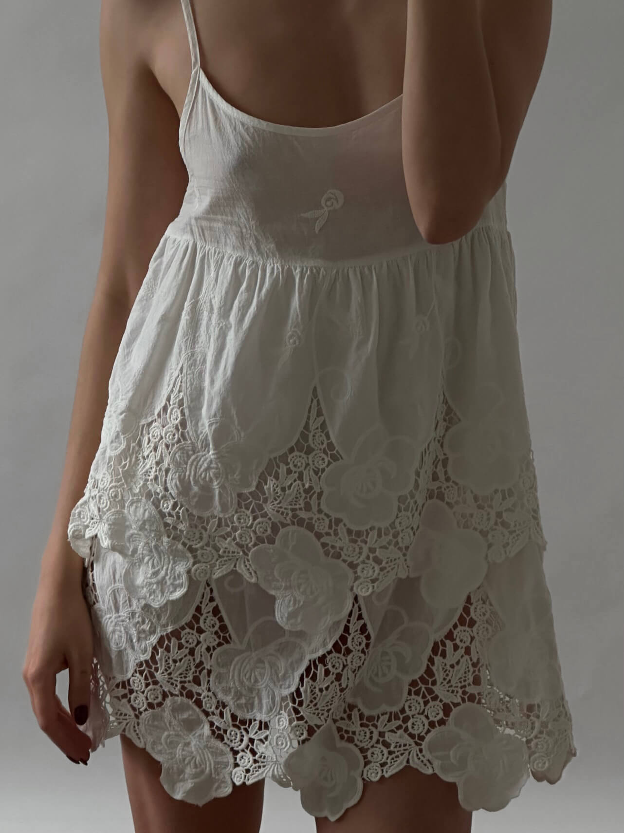 Vintage Floral Embroidered Cotton Dress  | S/M