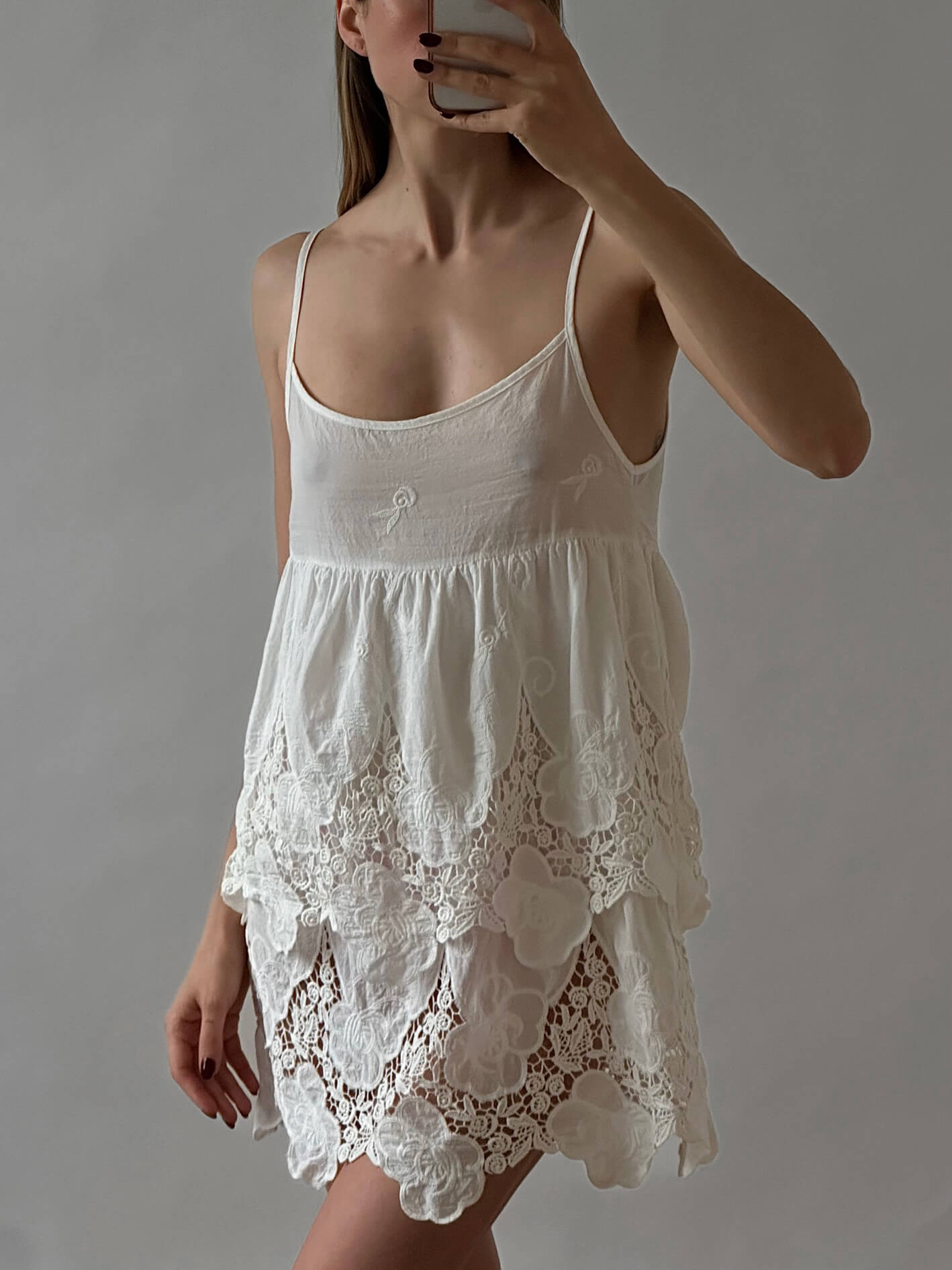 Vintage Floral Embroidered Cotton Dress  | S/M