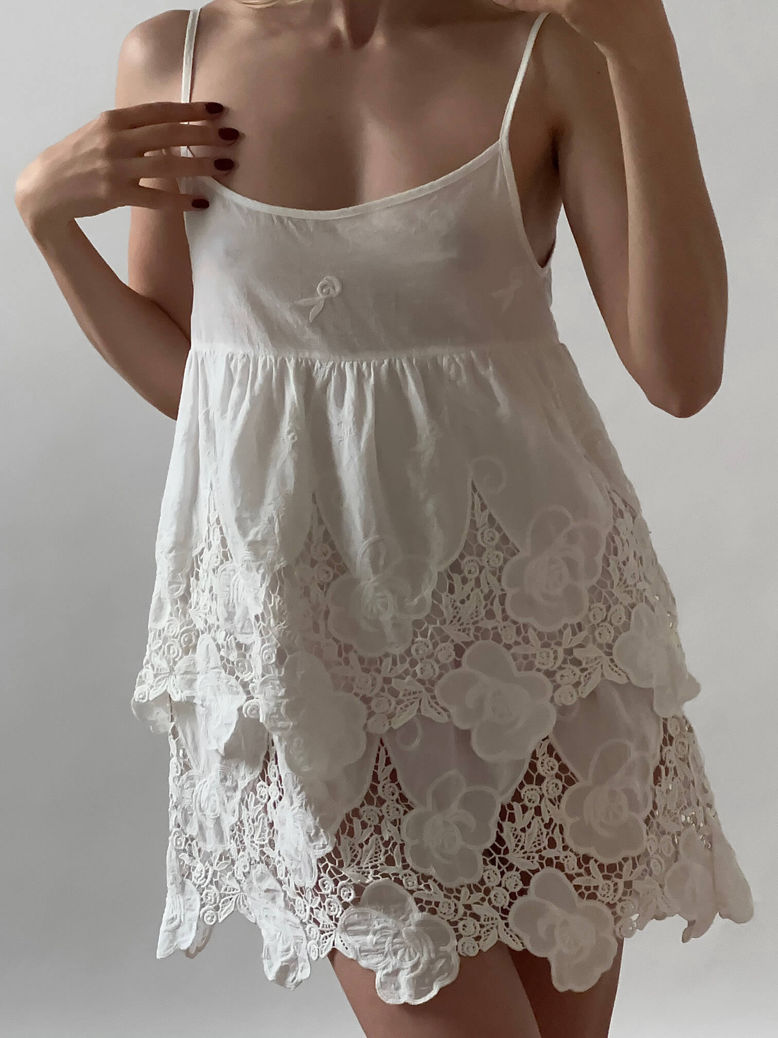 Vintage Floral Embroidered Cotton Dress  | S/M