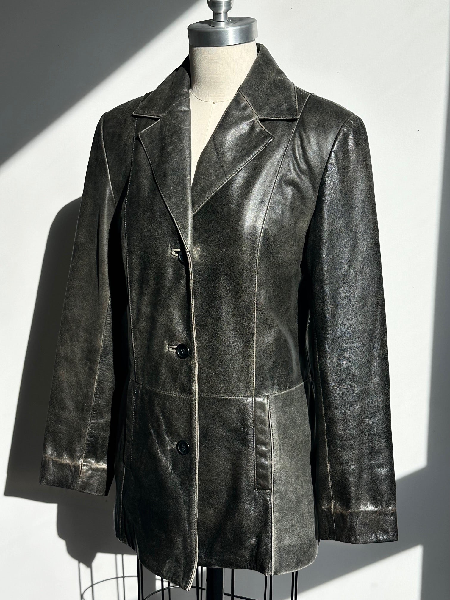 Vintage Faded Patina Leather Jacket | XS/S