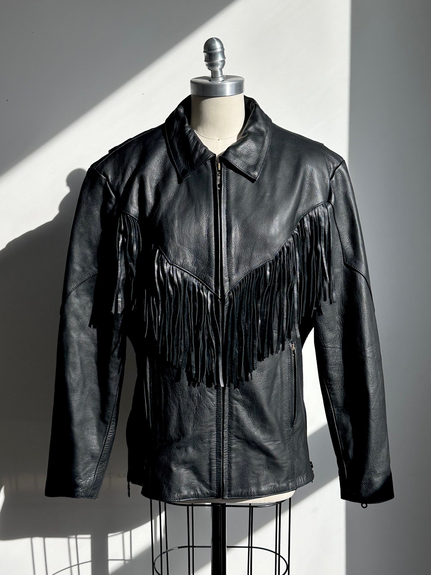 Vintage Oversized Fringe Leather Jacket | XS-XL