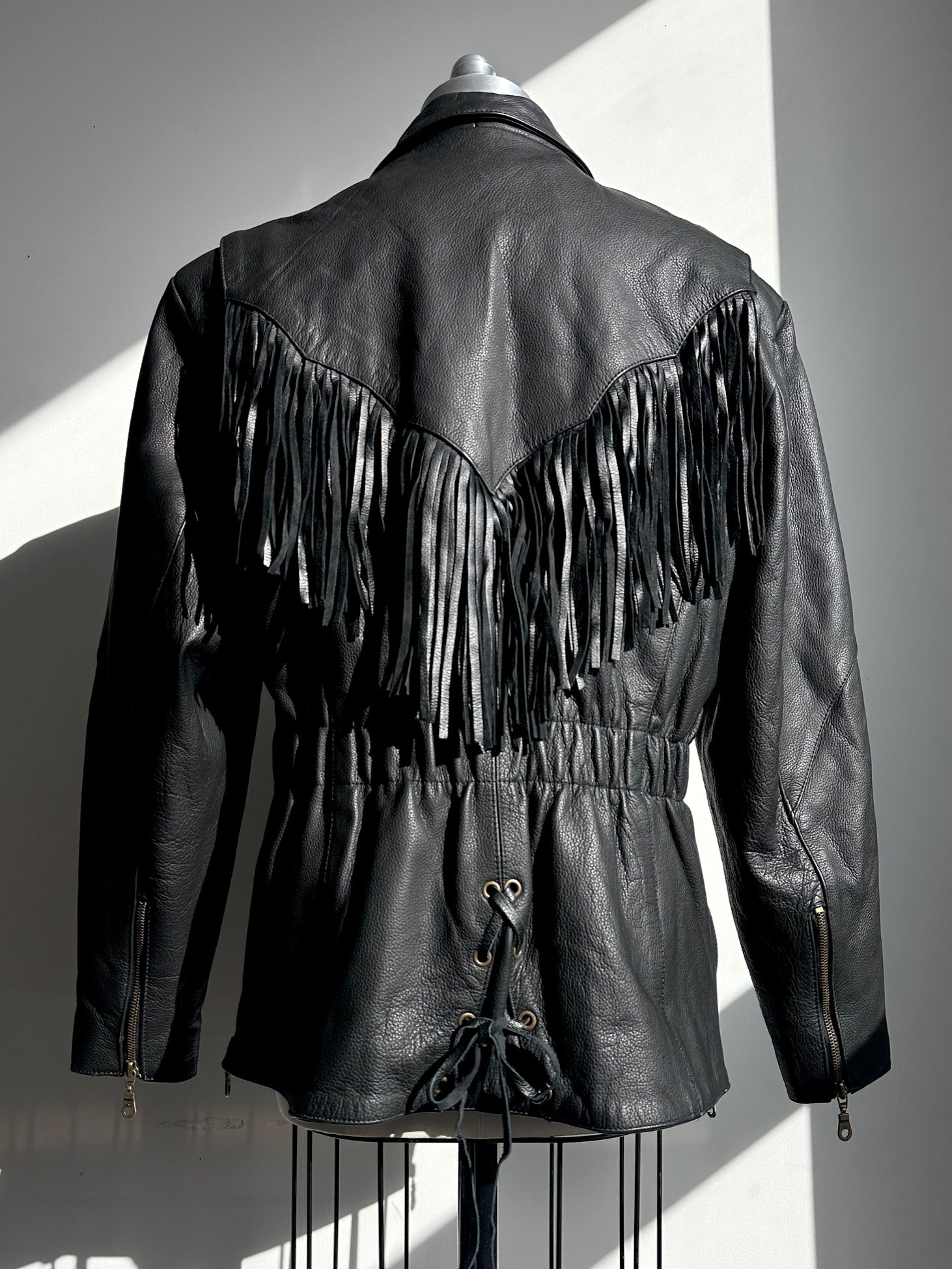 Vintage Oversized Fringe Leather Jacket | XS-XL