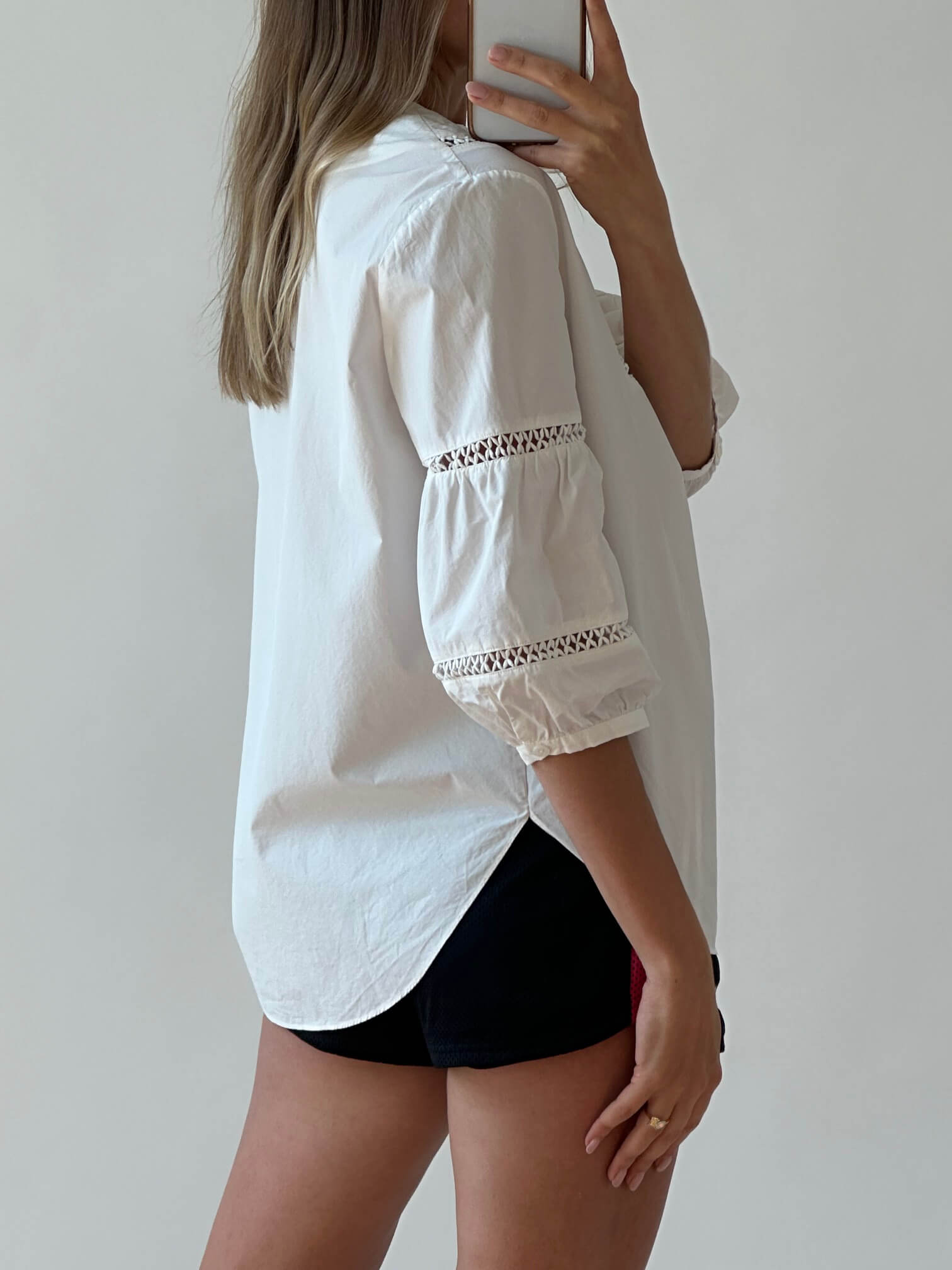 Beaded Poplin Top | S