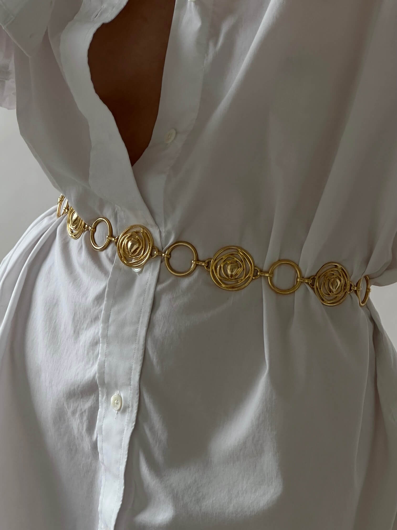 Vintage Gold Tone Chain Link Belt | XS-M