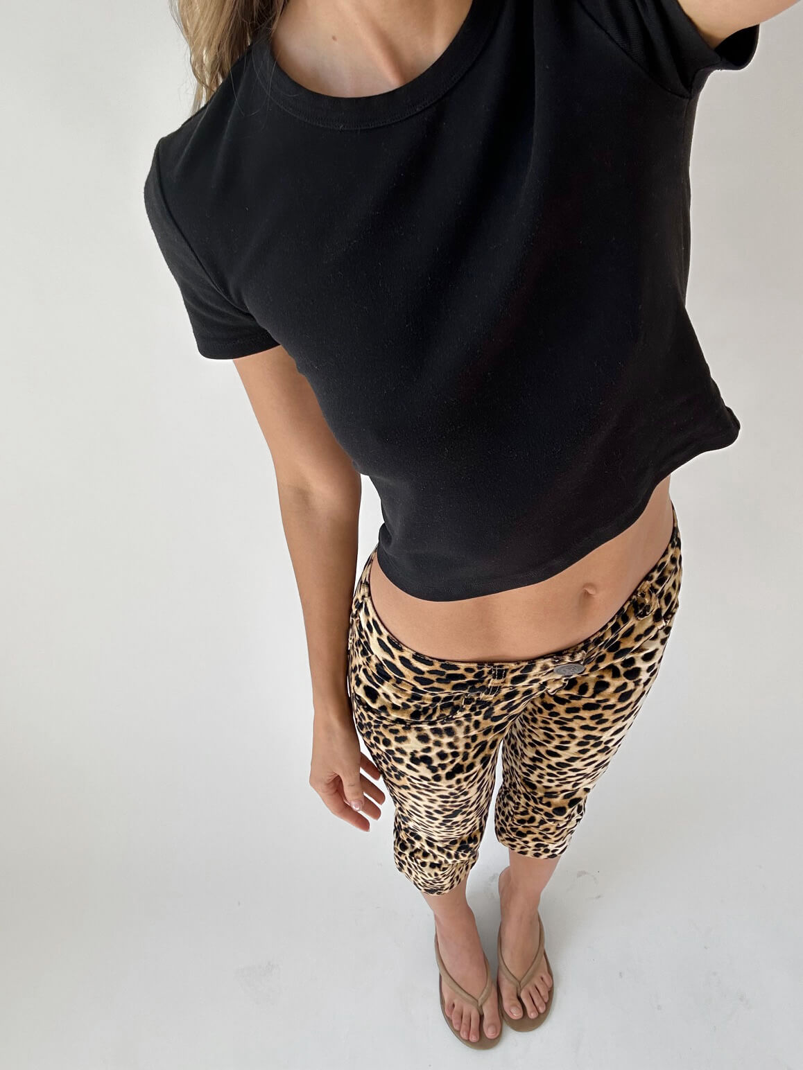 Vintage 2004 TOMMY JEANS Velour Leopard Capris | 3/XS