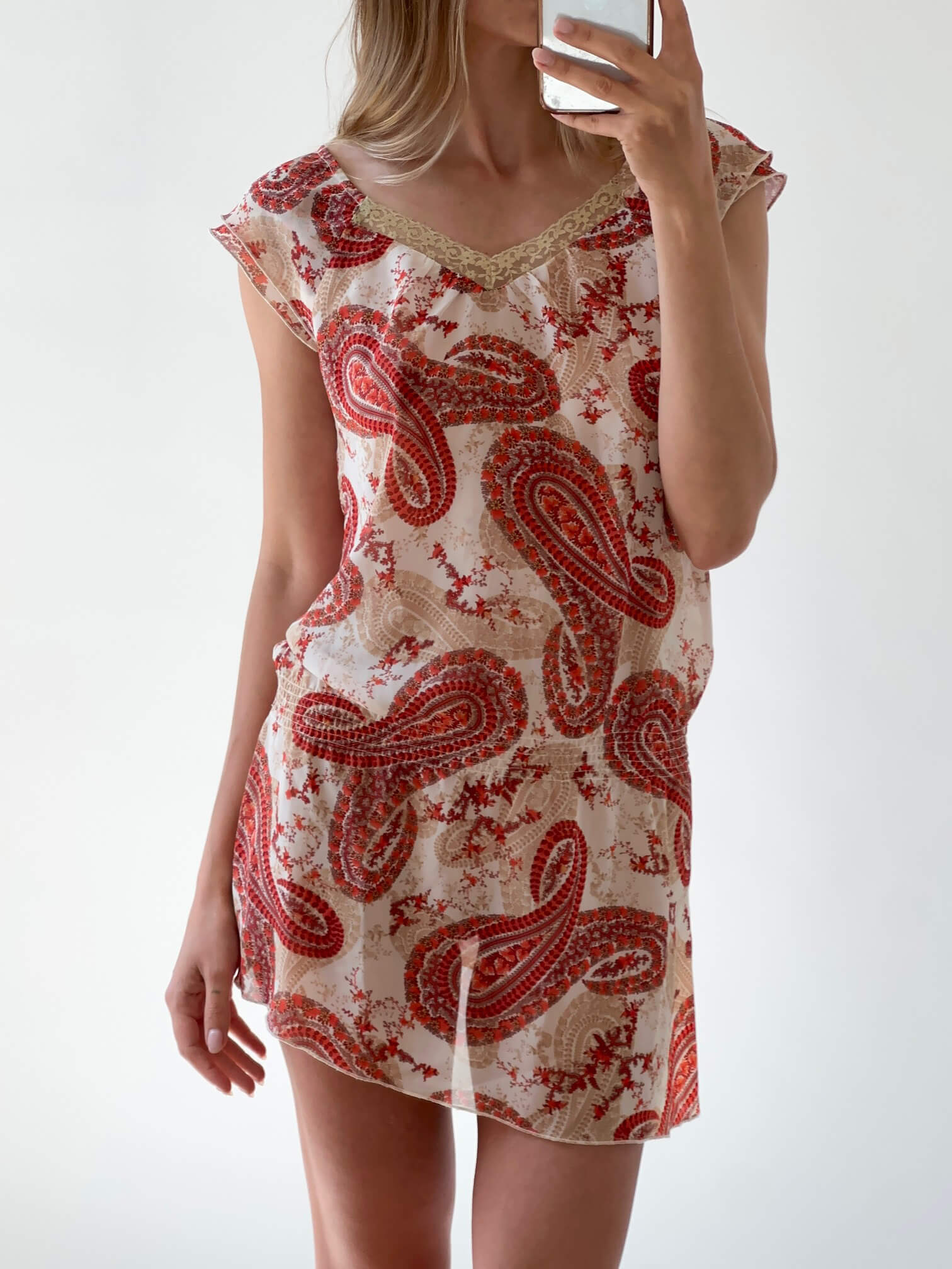 Vintage Sheer Paisley Printed Dress | XS/S