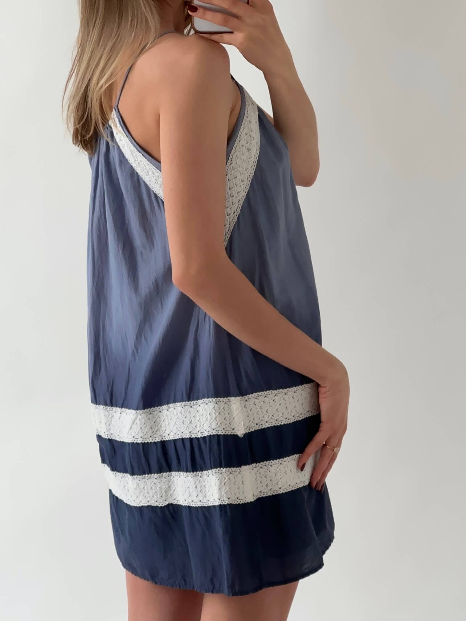 BCBG MAXAZRIA Ombre Cotton Crochet Detail Dress | XS/S