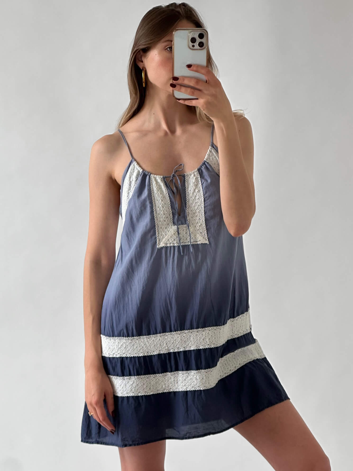 BCBG MAXAZRIA Ombre Cotton Crochet Detail Dress | XS/S