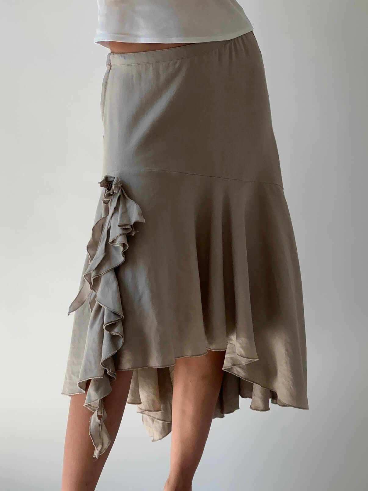 Vintage Linen Ruffled Skirt | XS/S