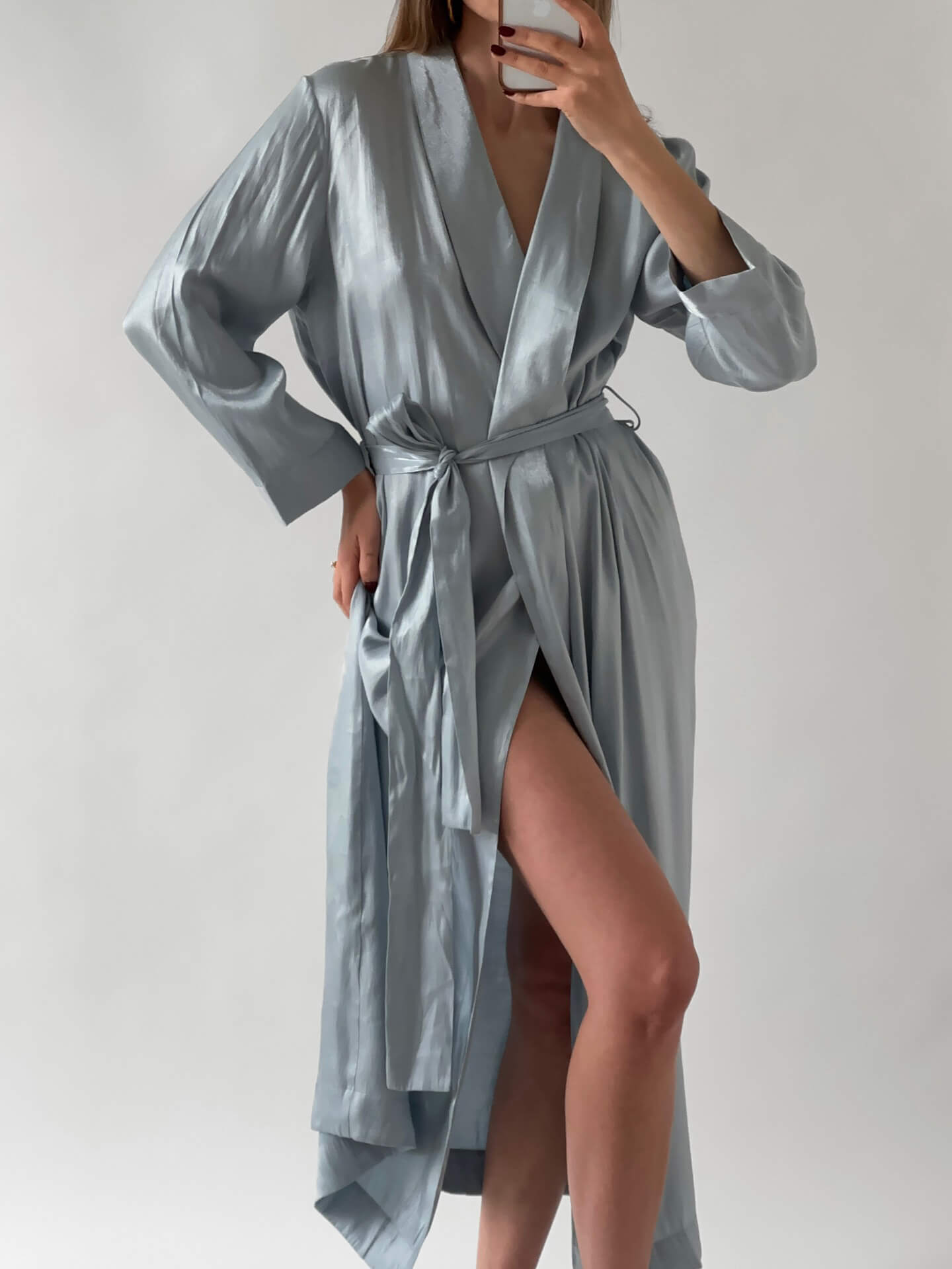 Vintage Iridescent Baby Blue Robe | M