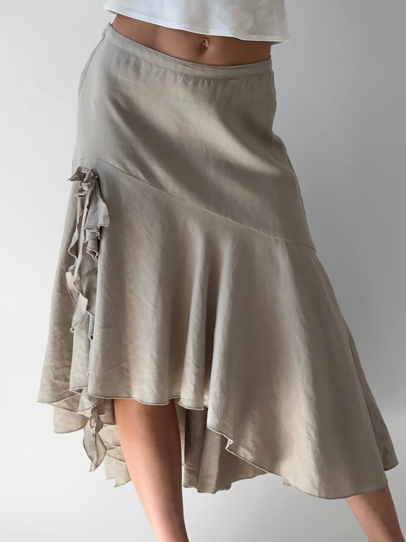 Vintage Linen Ruffled Skirt | XS/S
