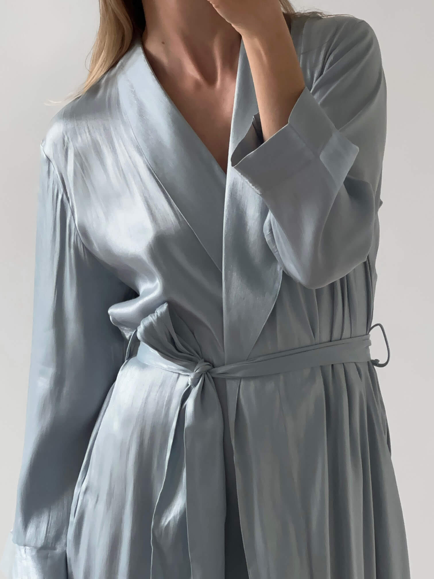Vintage Iridescent Baby Blue Robe | M
