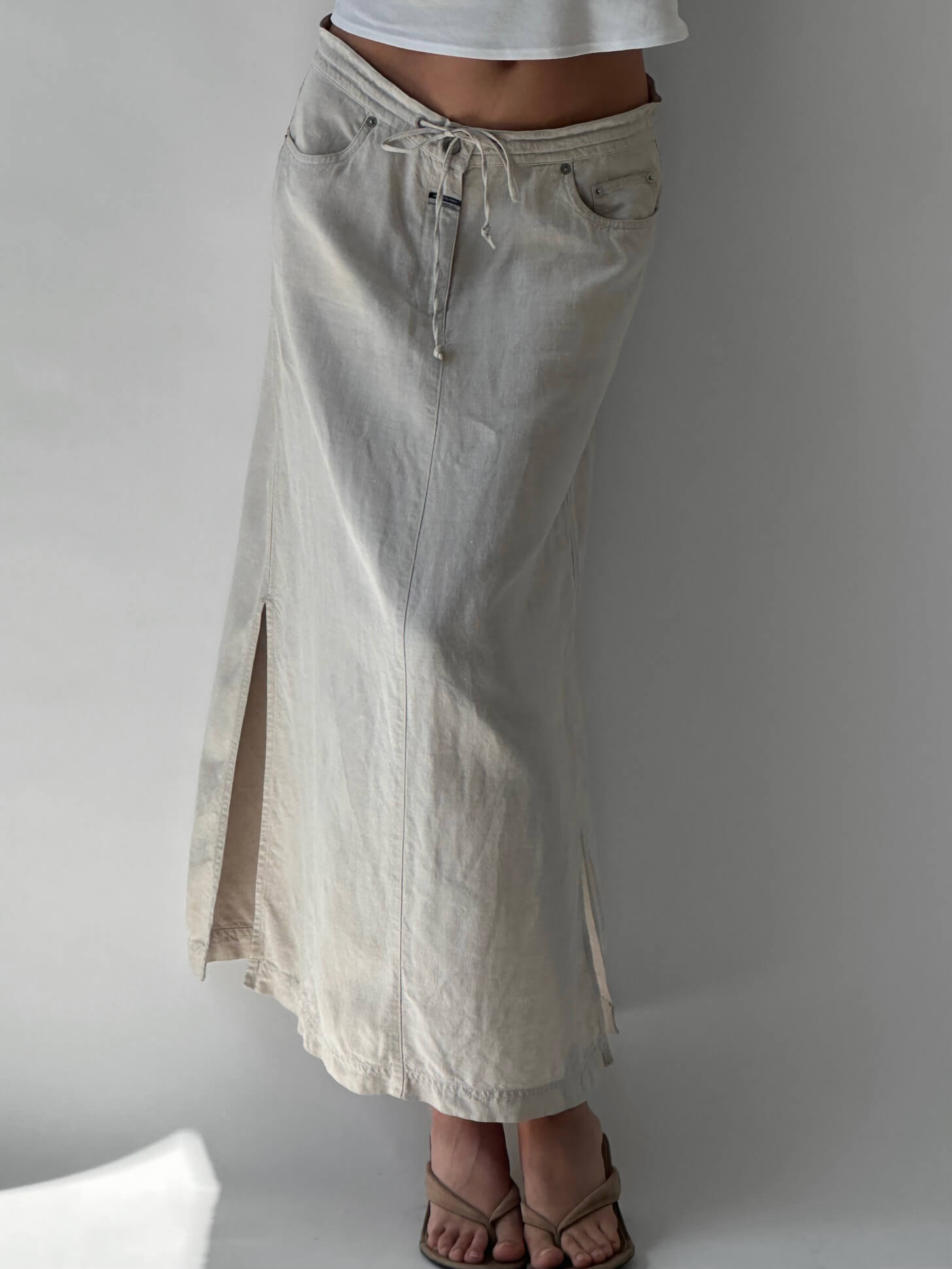 Vintage DKNY JEANS Linen Maxi Skirt | M