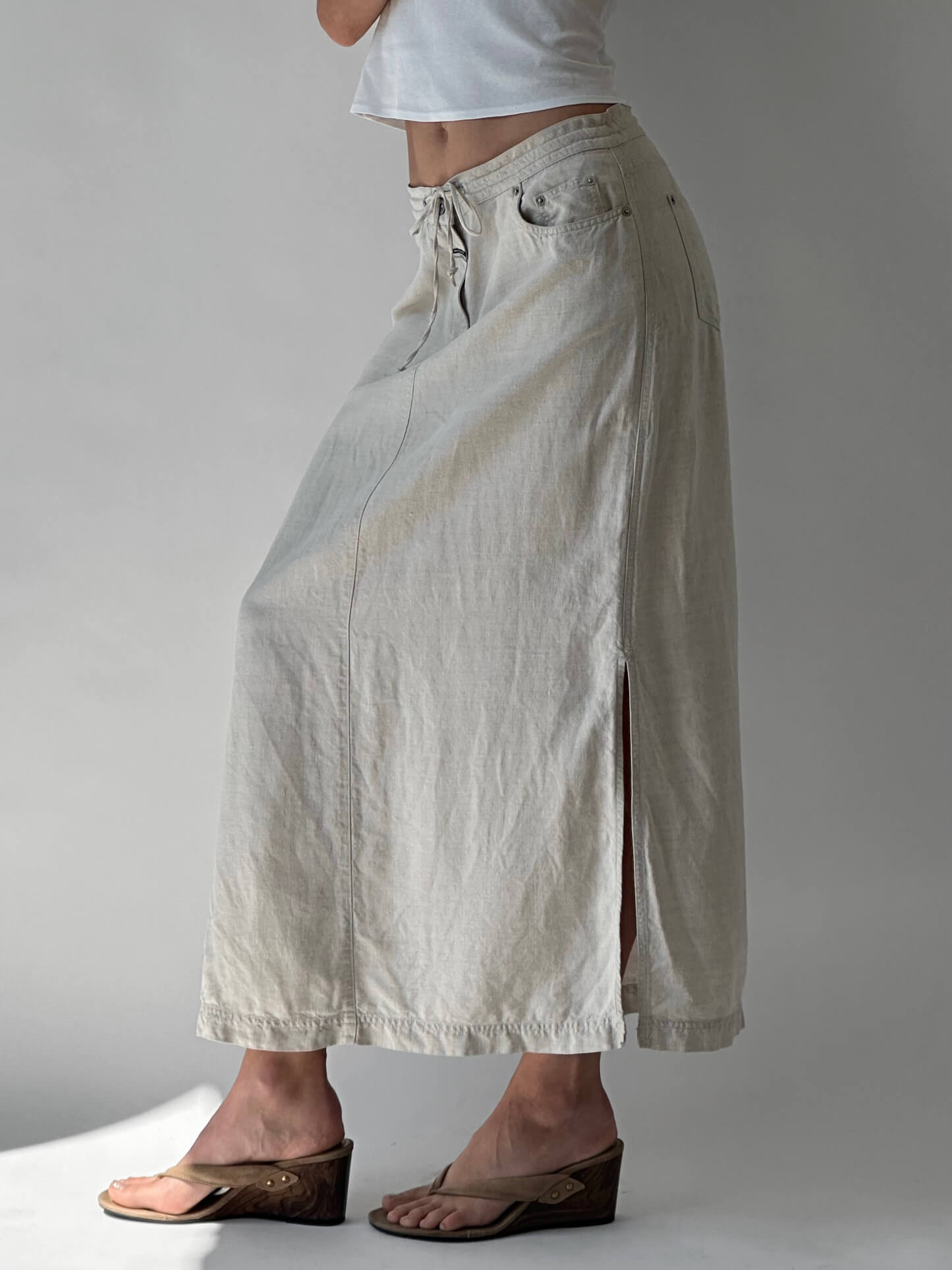Vintage DKNY JEANS Linen Maxi Skirt | M
