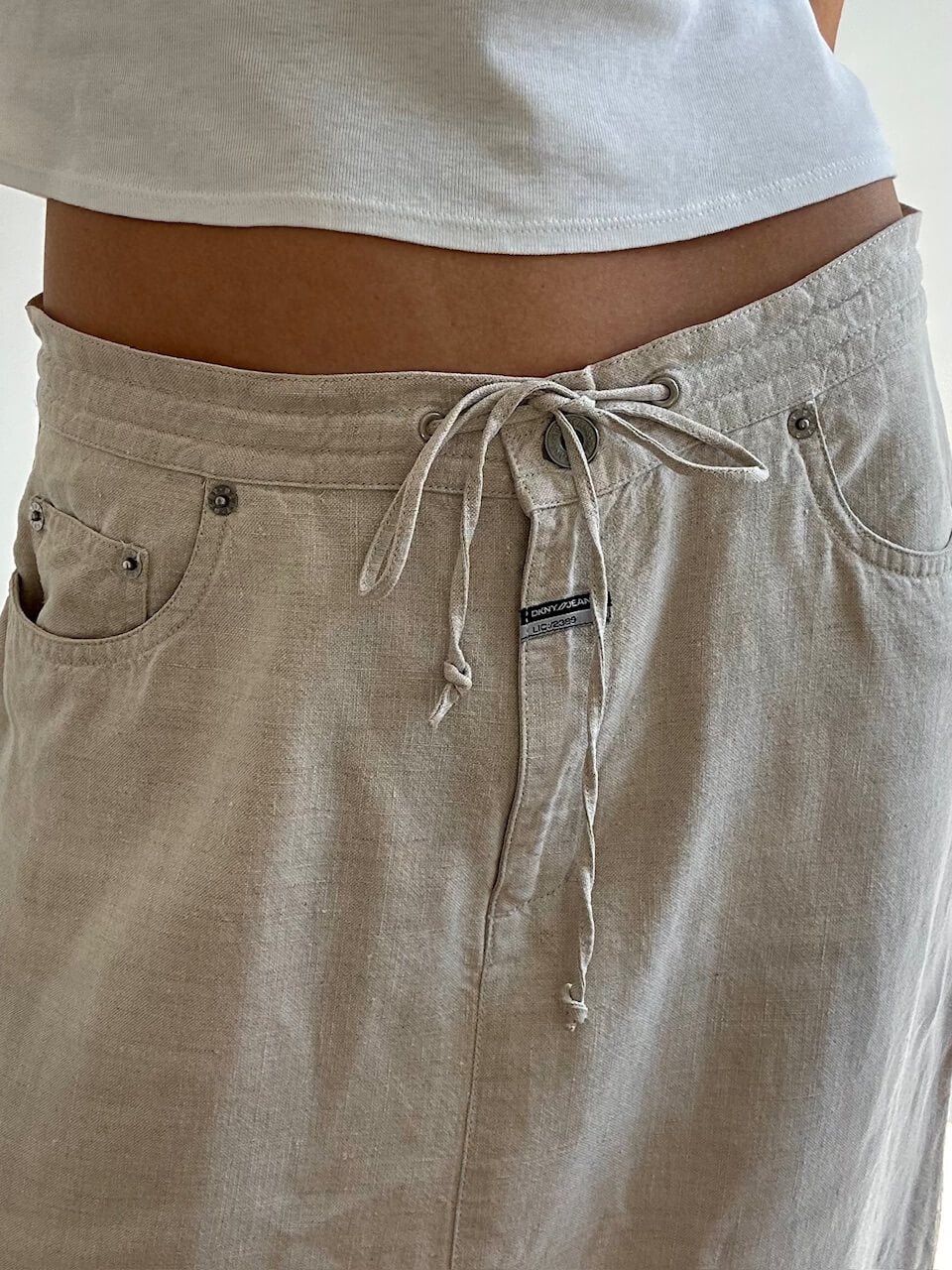 Vintage DKNY JEANS Linen Maxi Skirt | M