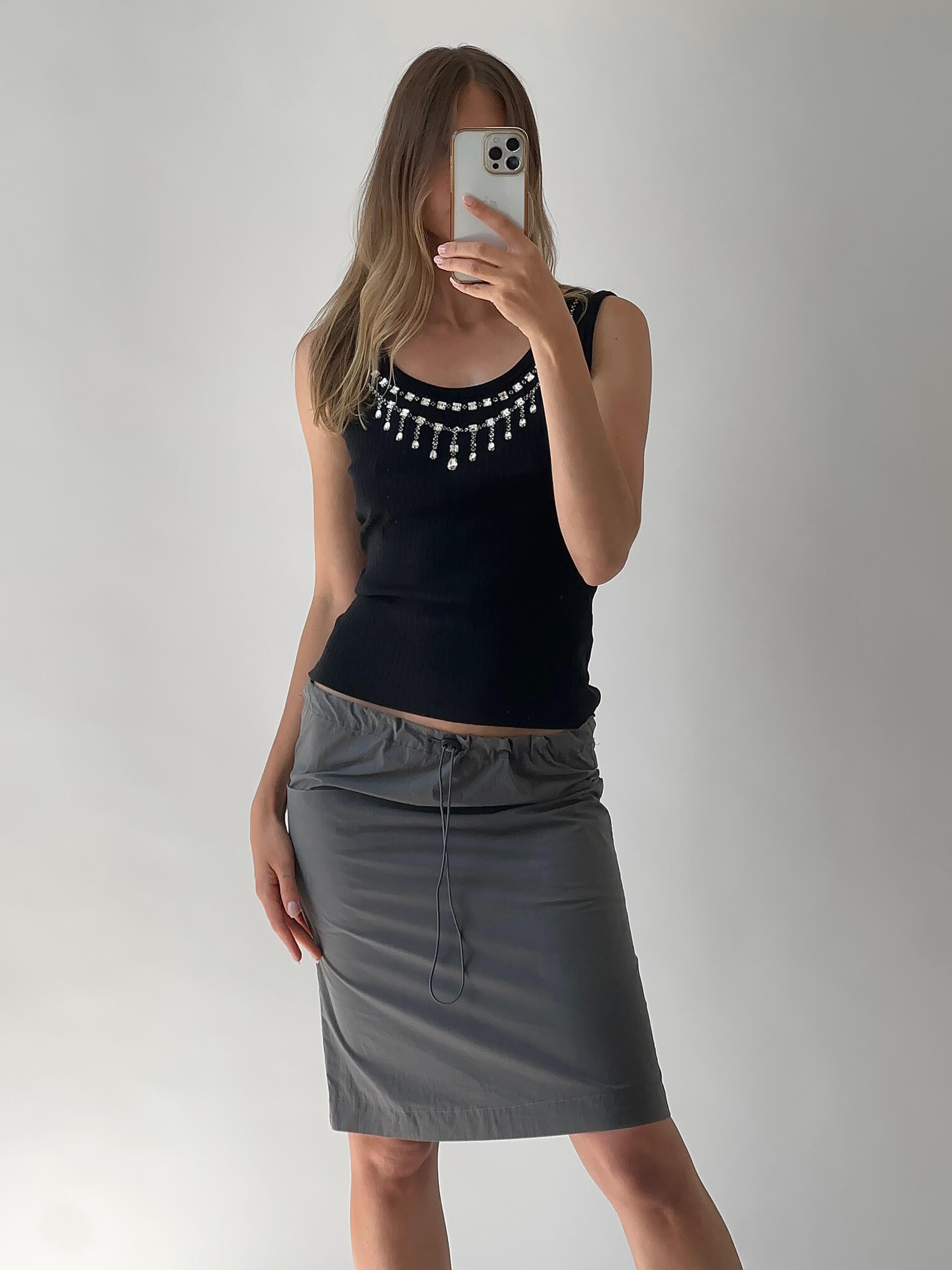 Vintage ESCADA Crystal Ribbed Knit Singlet | M/L