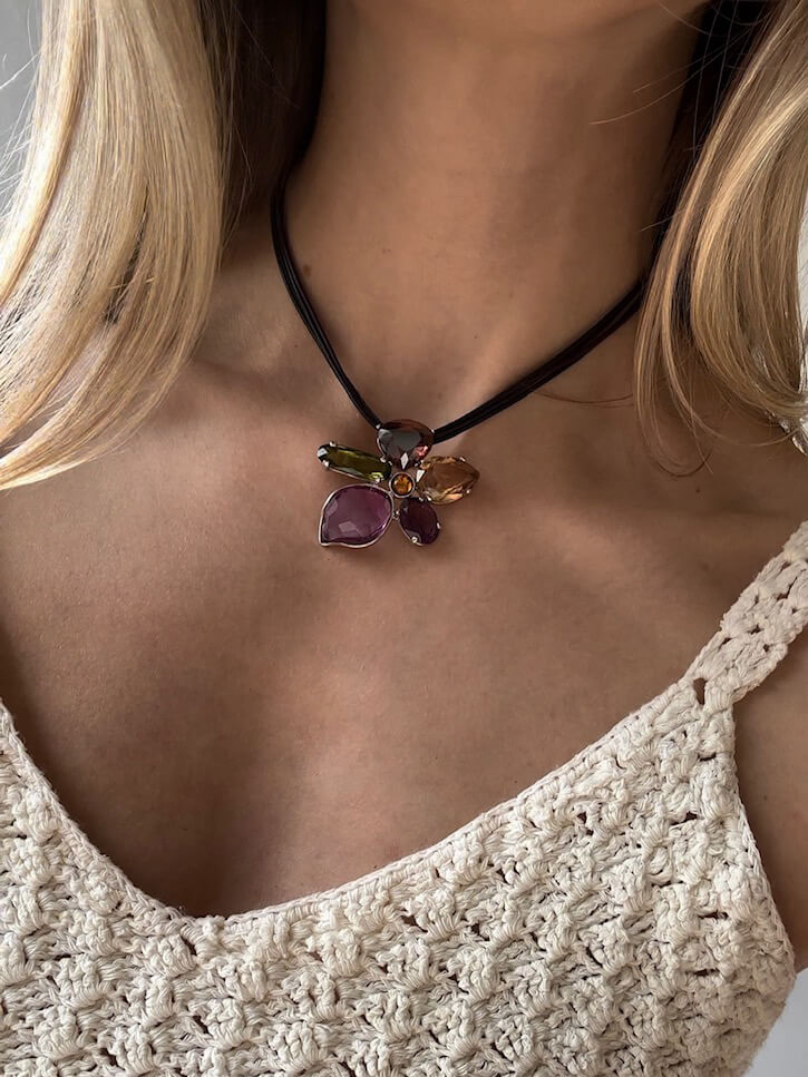 SWAROVSKI Heritage Floral Pendant Corded Necklace