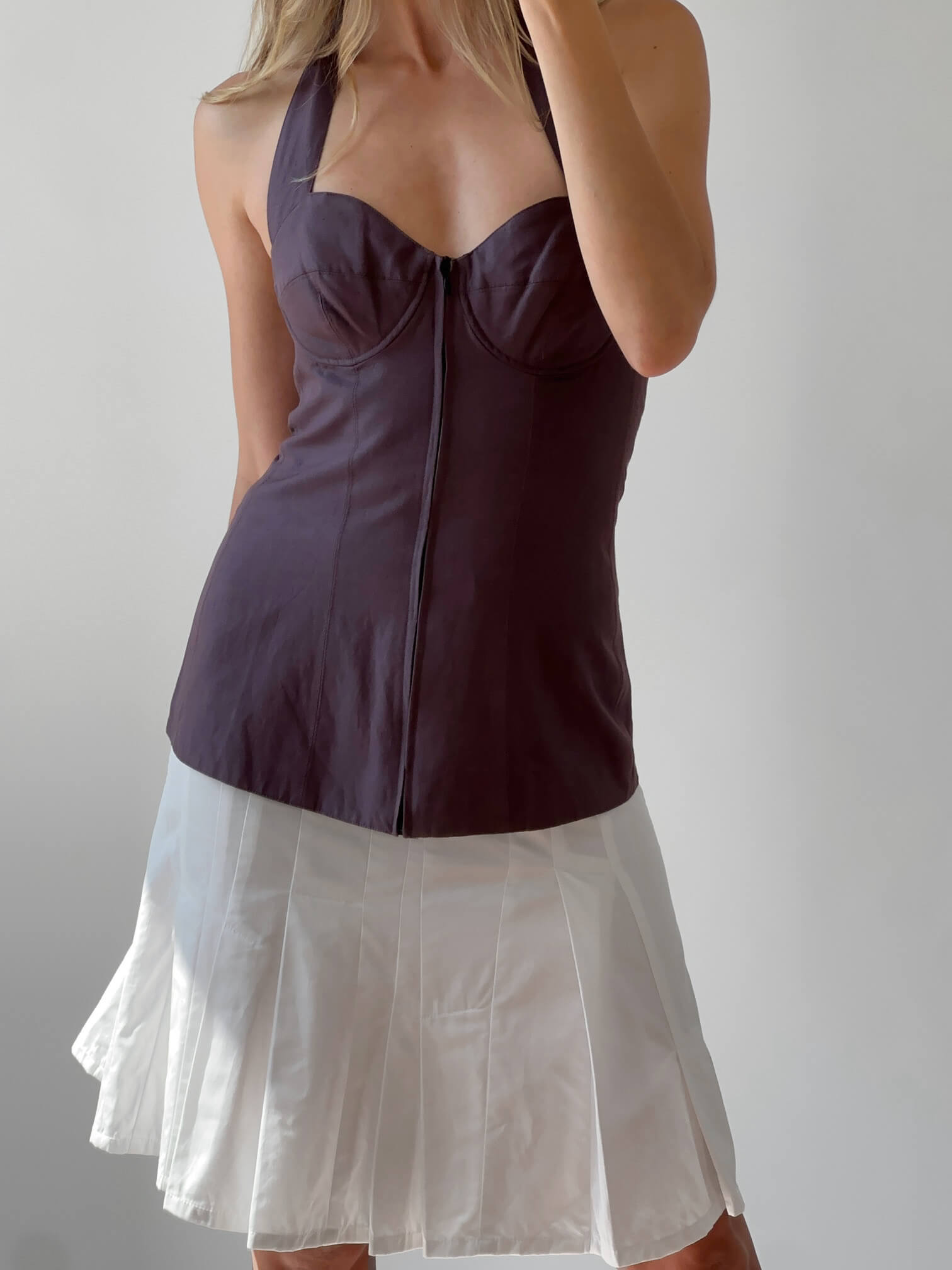 Vintage LAUREL Linen Halter Bustier | S/38
