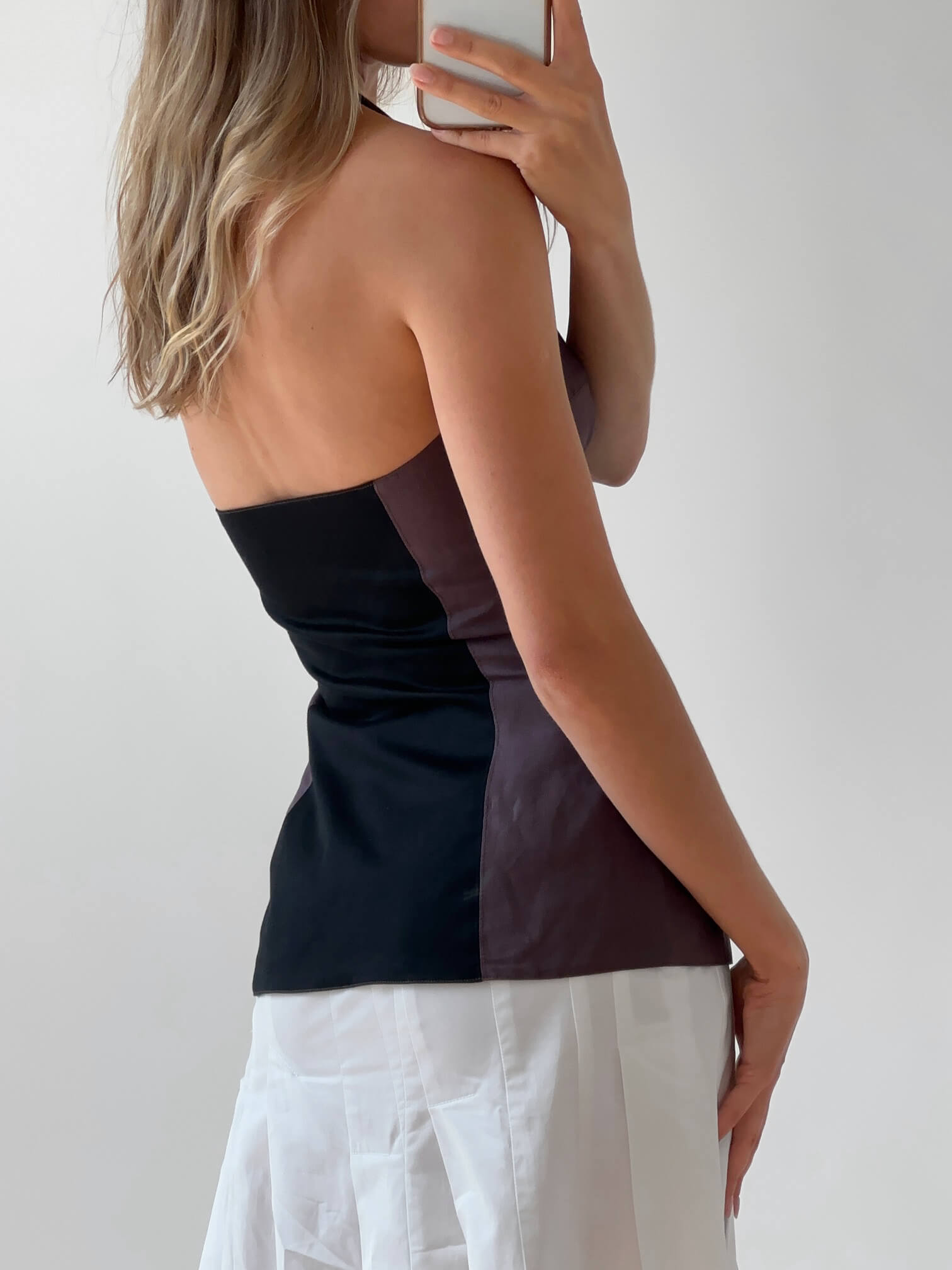 Vintage LAUREL Linen Halter Bustier | S/38