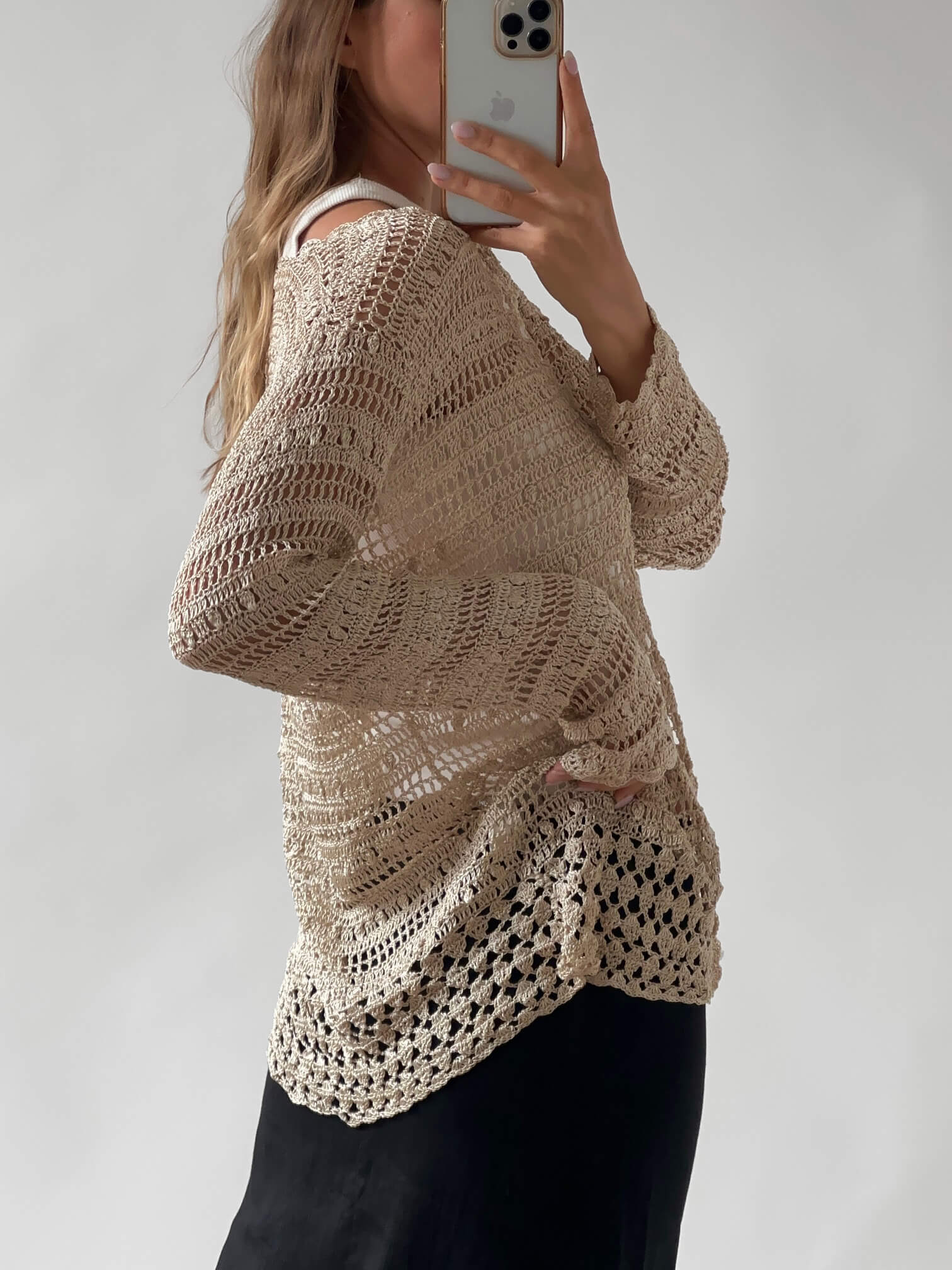 OLSEN Crochet Tie Up Cardigan | S-L