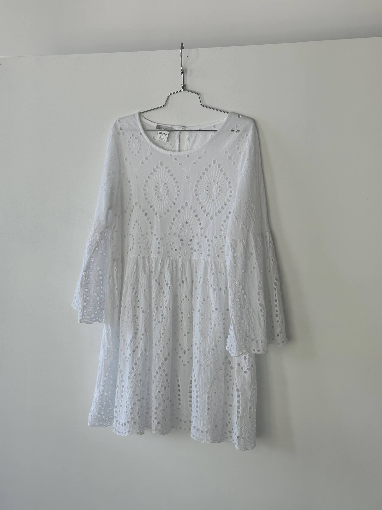 Vintage Italian Embroidered Eyelet Cotton Dress | XS-M