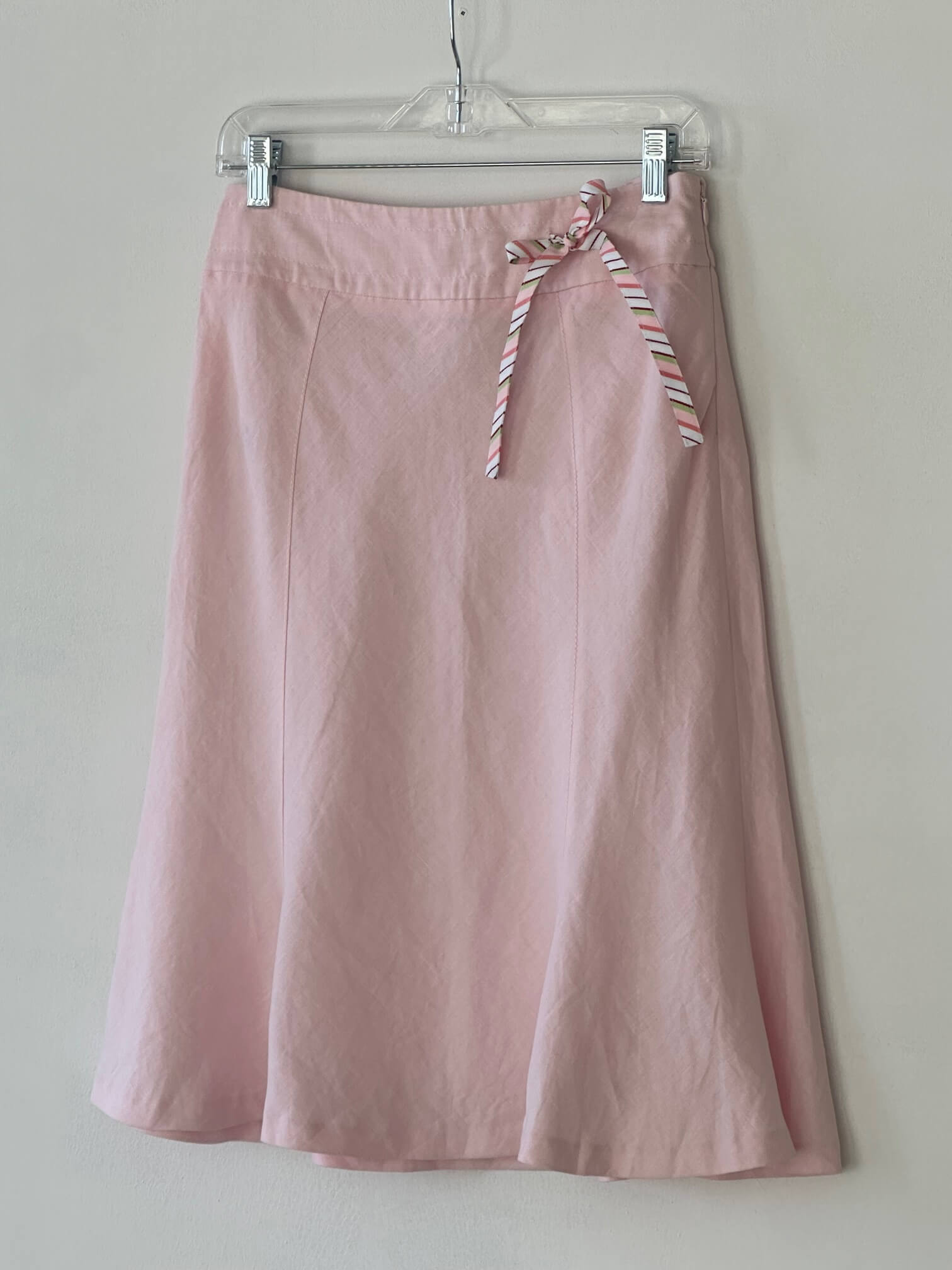 2005 TOMMY HILFIGER Pink Linen Midi Skirt | 4/S