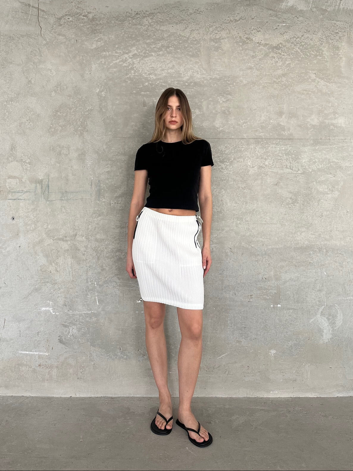 ISSEY MIYAKE Pleated Drawstring Track Skirt | S
