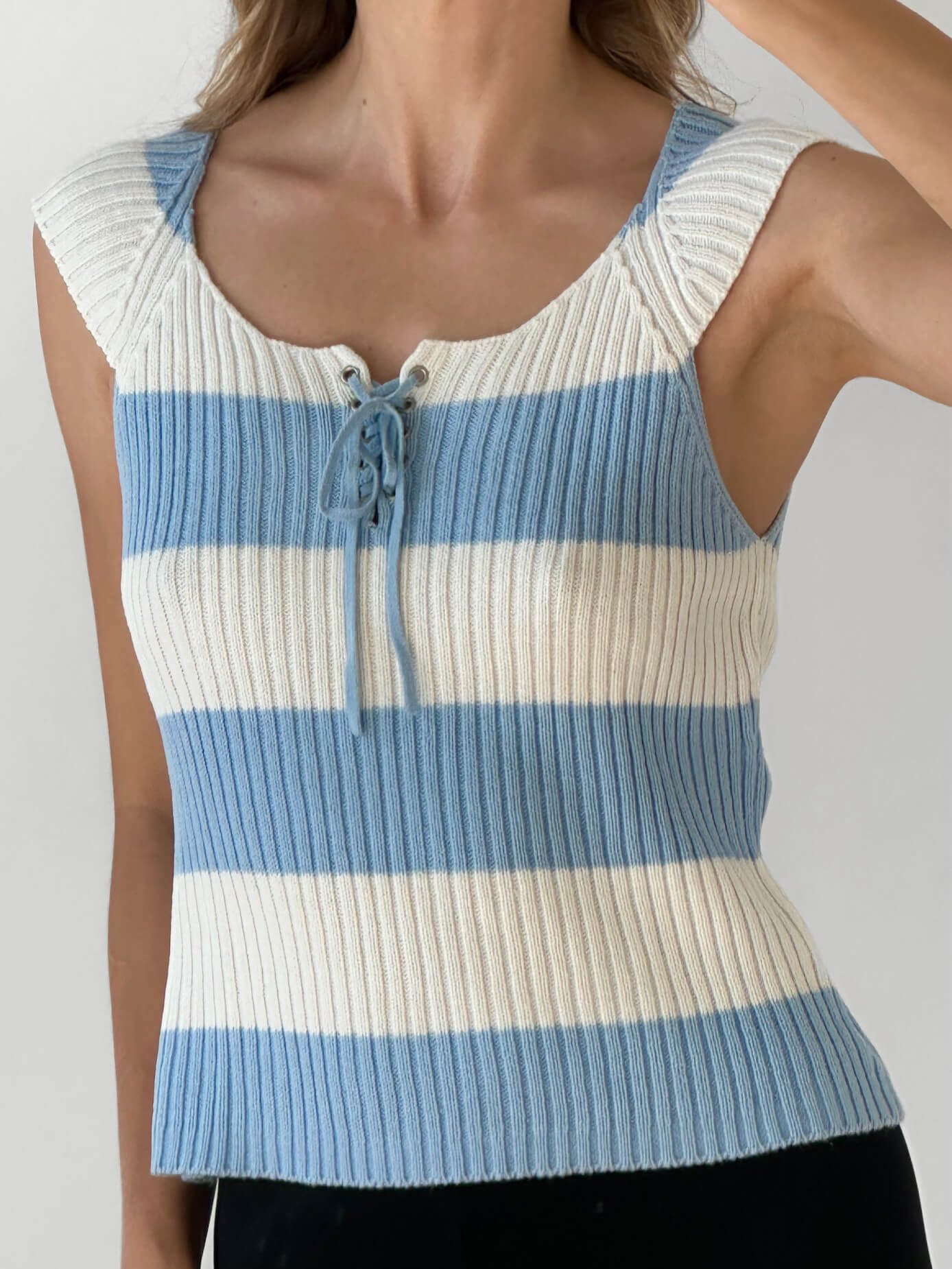 Vintage Striped Cable Knit Top | M