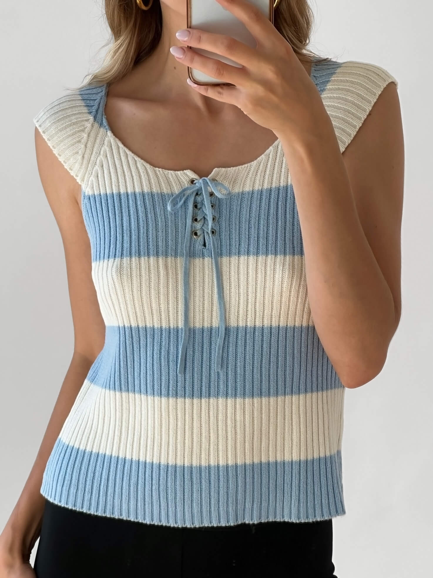 Vintage Striped Cable Knit Top | M