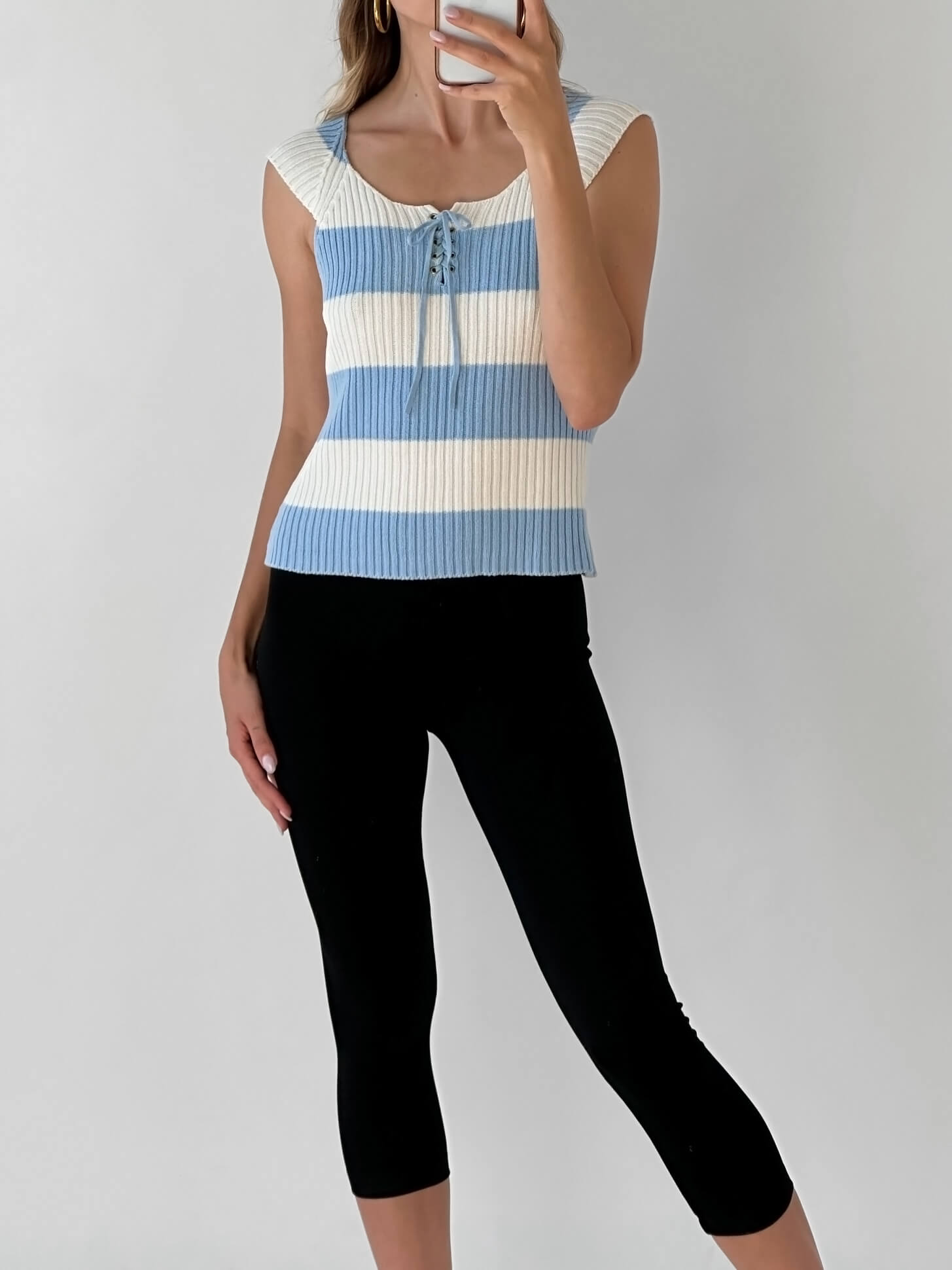 Vintage Striped Cable Knit Top | M