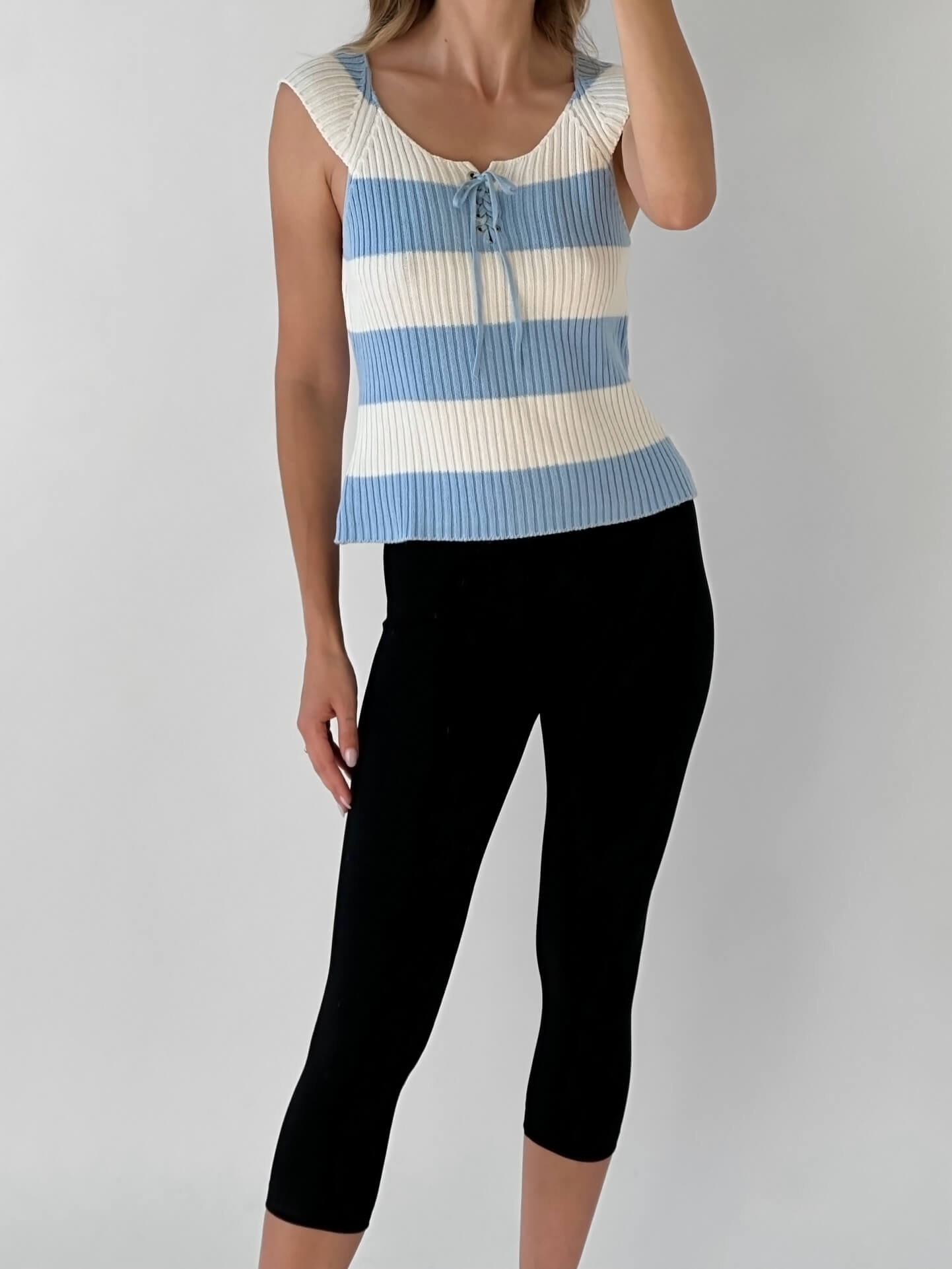 Vintage Striped Cable Knit Top | M