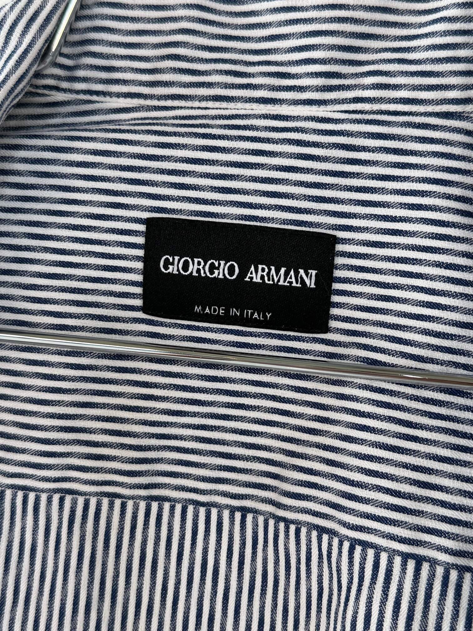 Vintage GIORGIO ARMANI Striped Reverse Zipper Shirt | S-L
