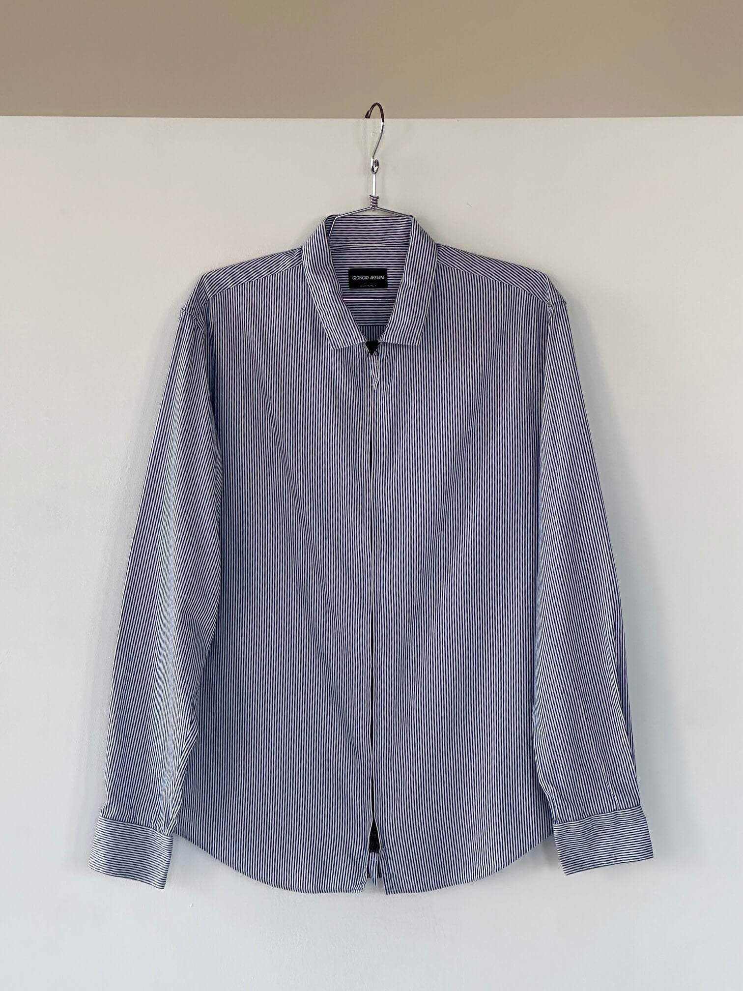 Vintage GIORGIO ARMANI Striped Reverse Zipper Shirt | S-L