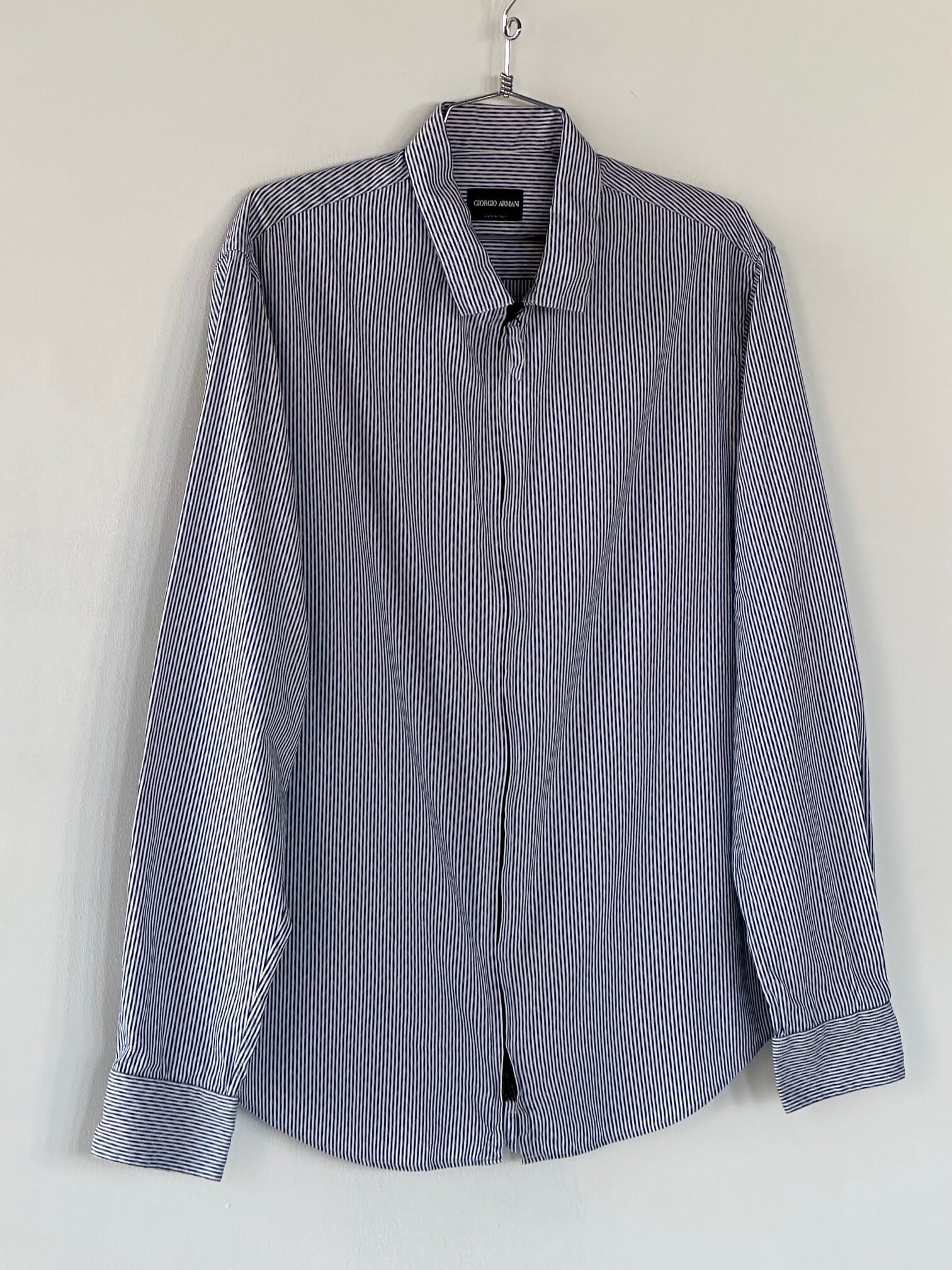 Vintage GIORGIO ARMANI Striped Reverse Zipper Shirt | S-L