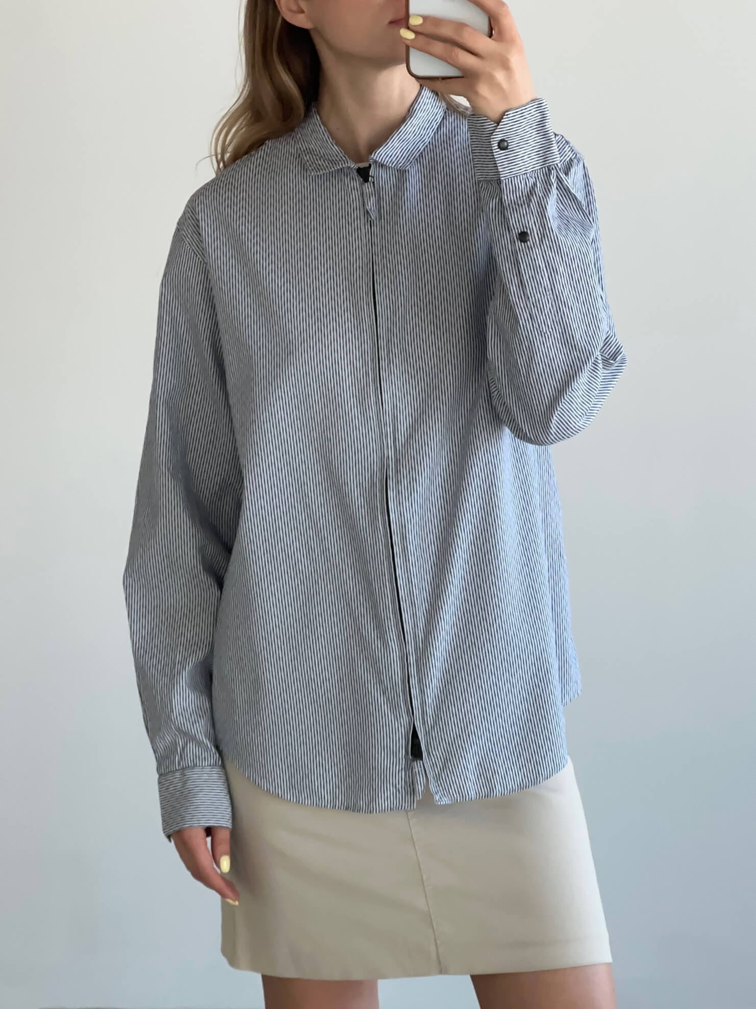 Vintage GIORGIO ARMANI Striped Reverse Zipper Shirt | S-L