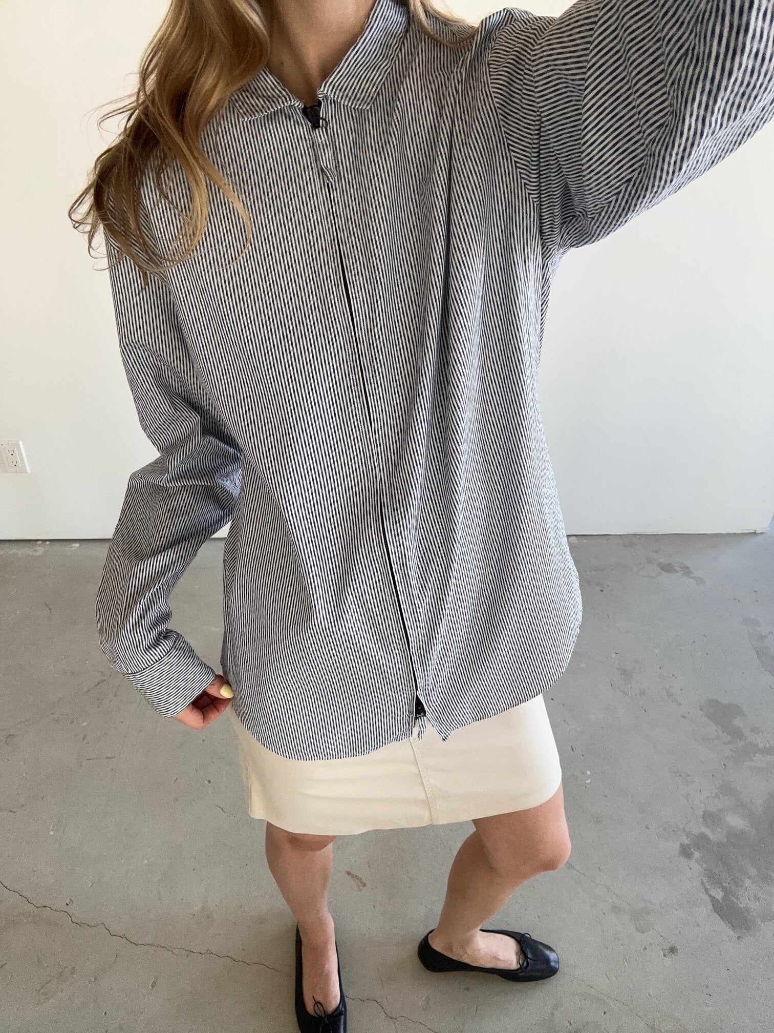 Vintage GIORGIO ARMANI Striped Reverse Zipper Shirt | S-L