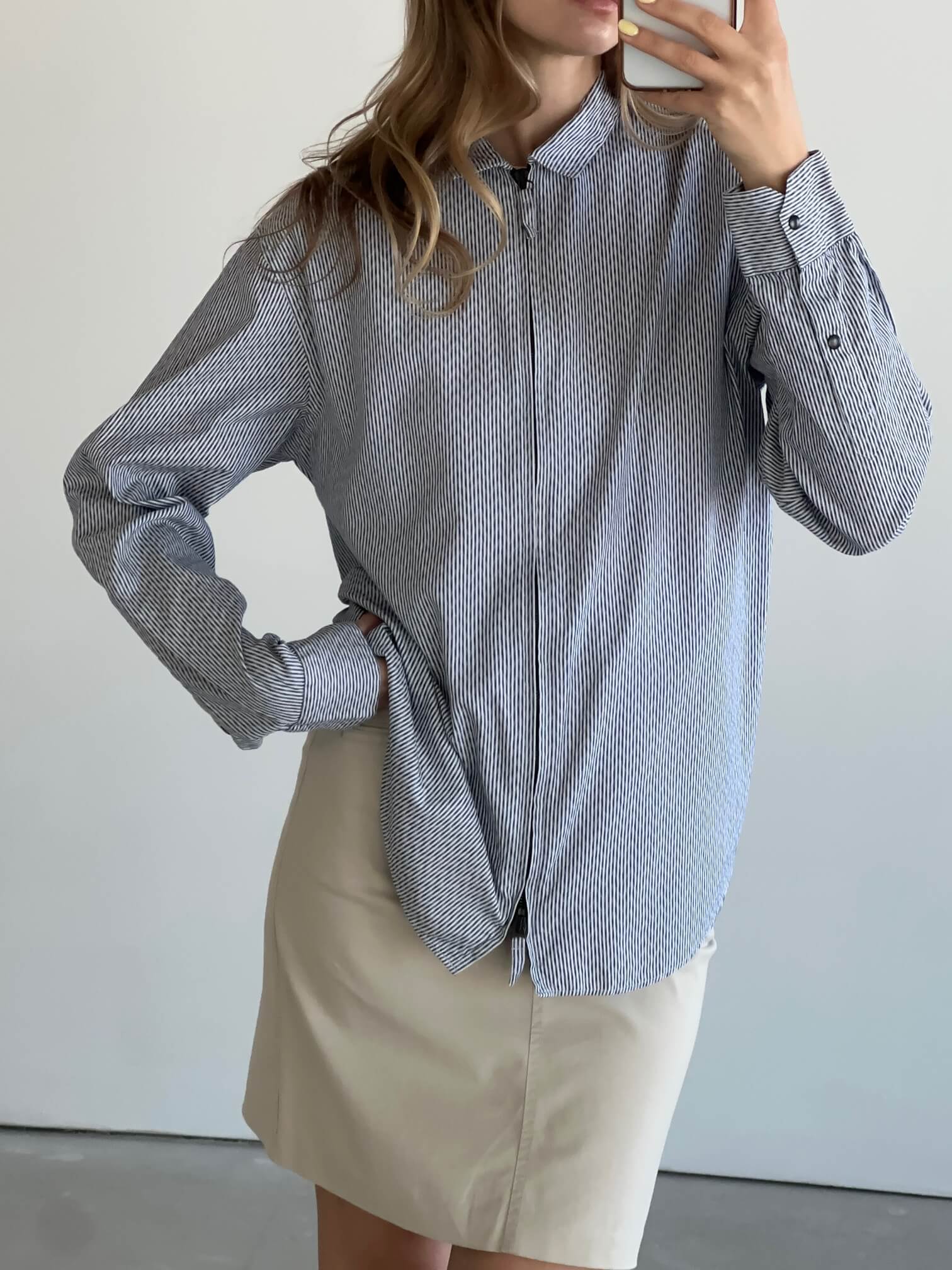 Vintage GIORGIO ARMANI Striped Reverse Zipper Shirt | S-L