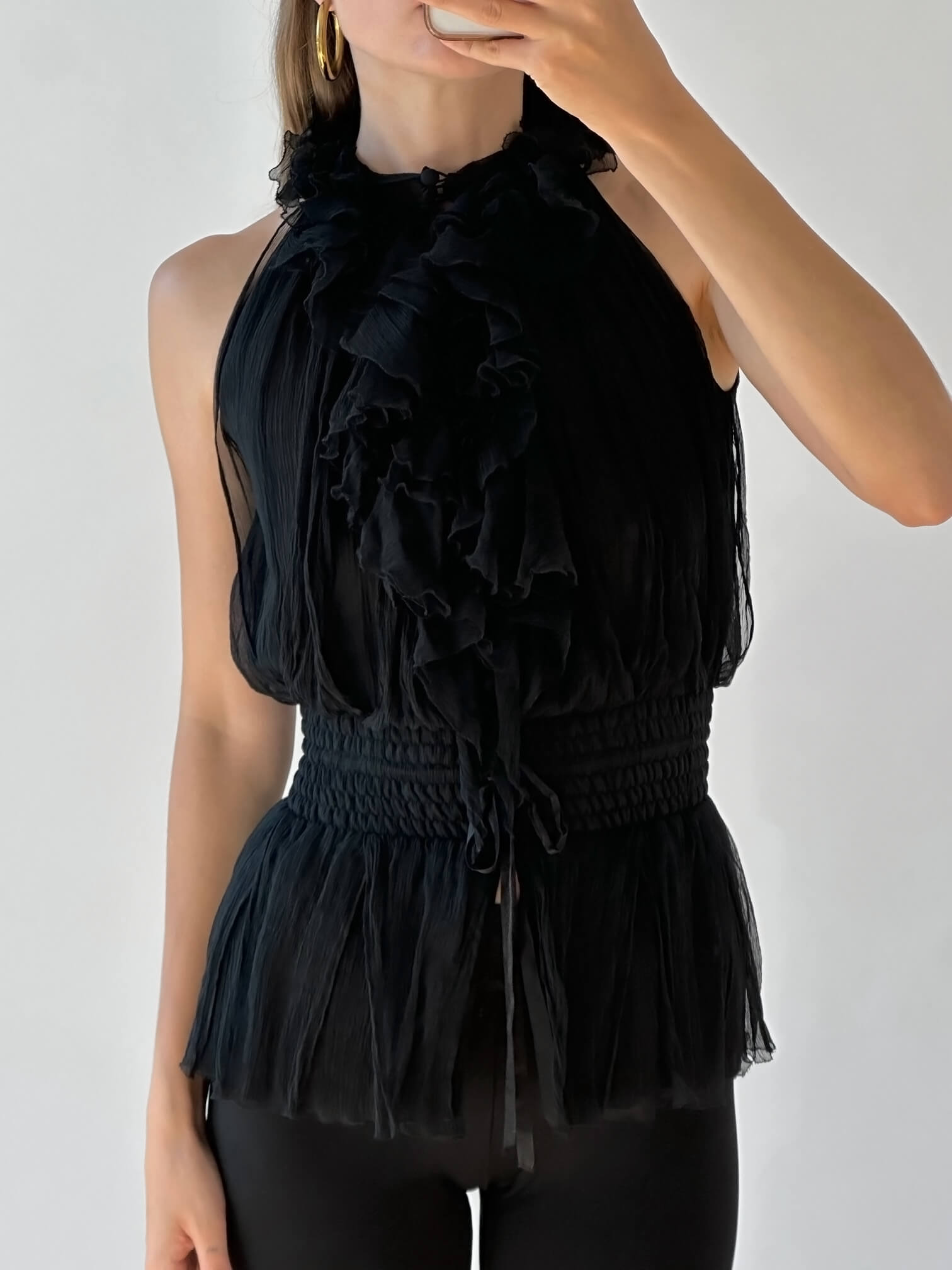 ROBERT RODRIGUEZ Ruffled Silk Top | 2/4