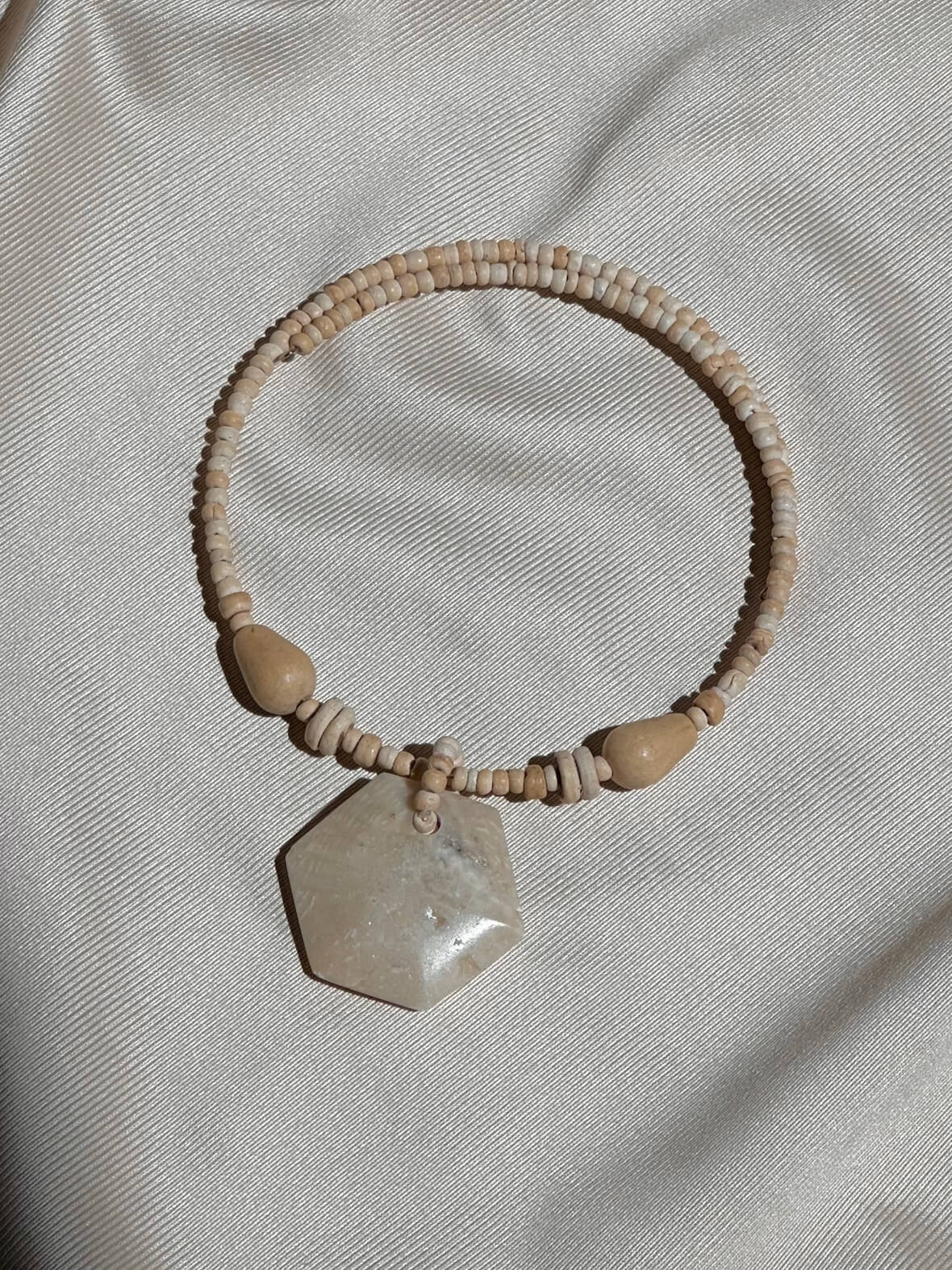 Vintage Ivory Stone  Medallion Beaded Choker