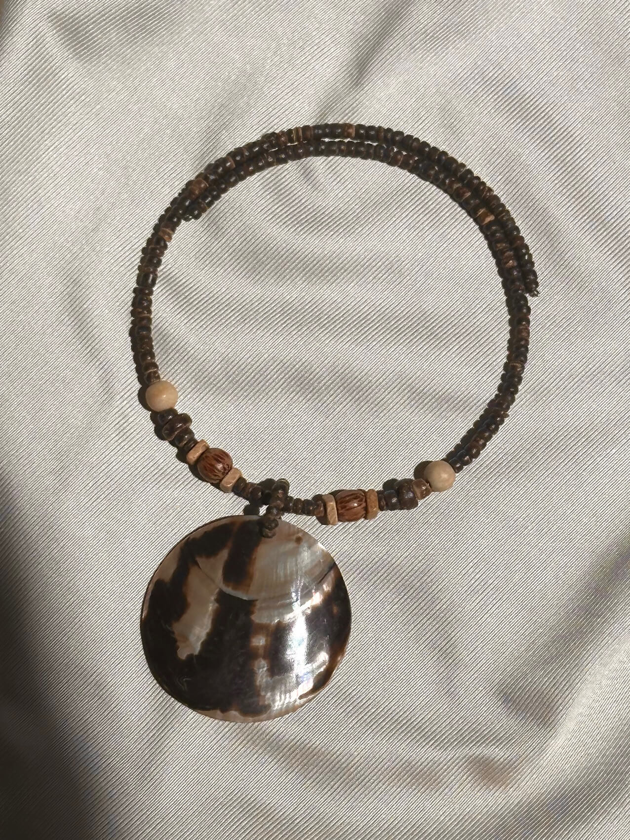 Vintage Seashell Medallion Beaded Choker