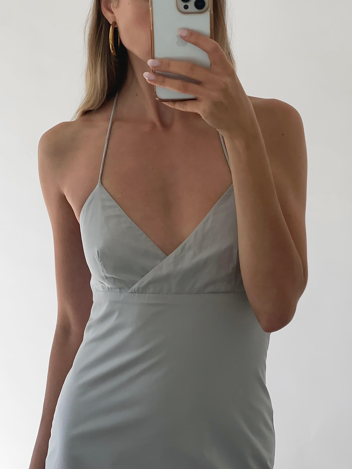 Retro CLUB MONACO Slate Cotton Halter Dress | 2
