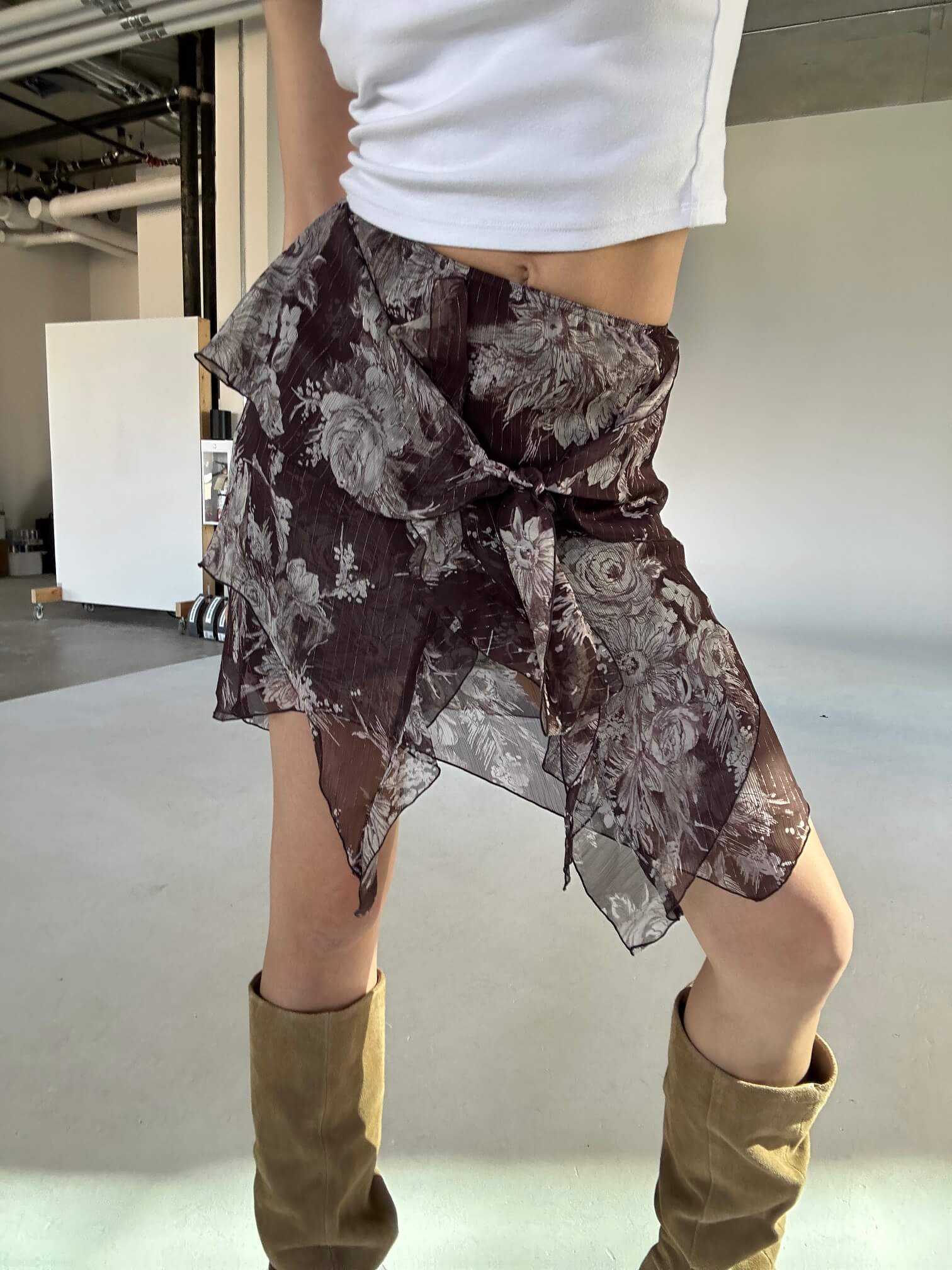 Deadstock Japanese Floral Tie Up Skirt | XS