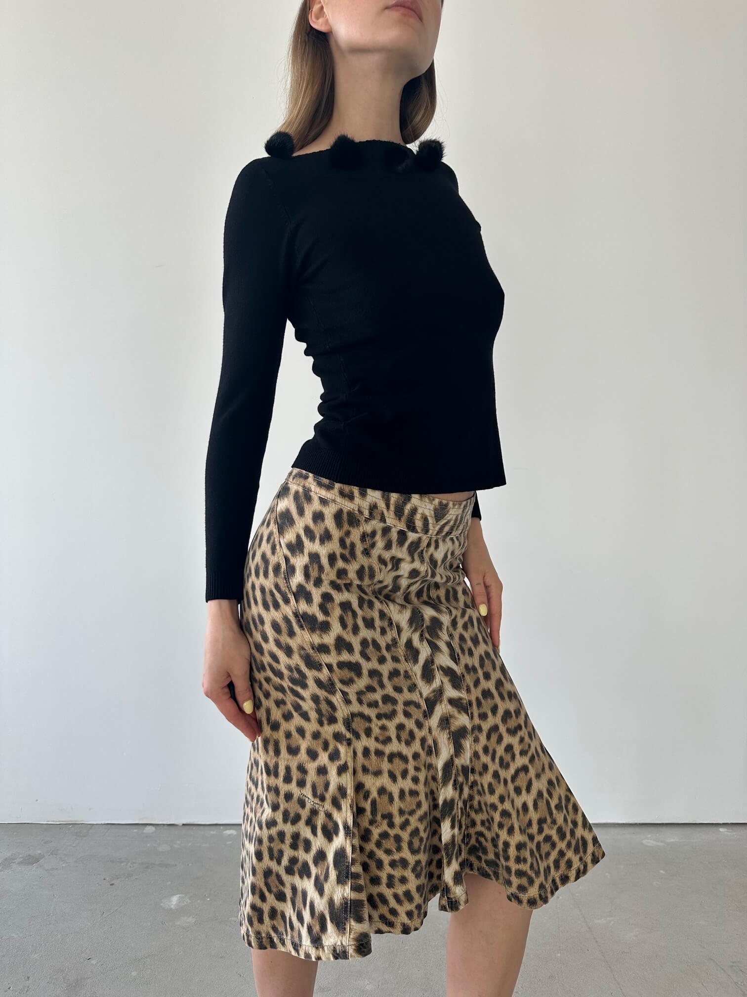 Vintage ROBERTO CAVALLI Leopard Print Skirt | 42/M