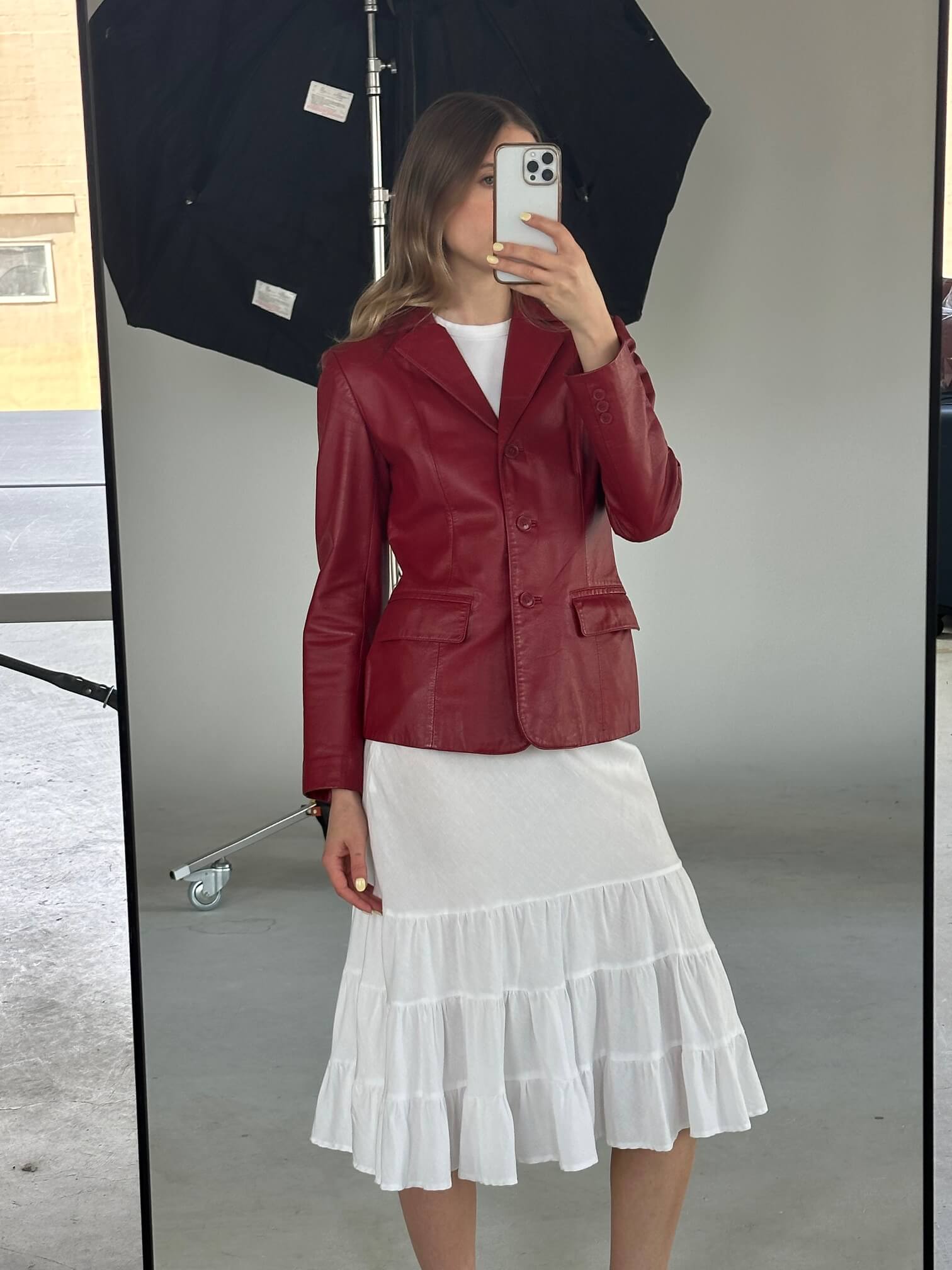 Vintage DANIER Crimson Leather Blazer | XS/S
