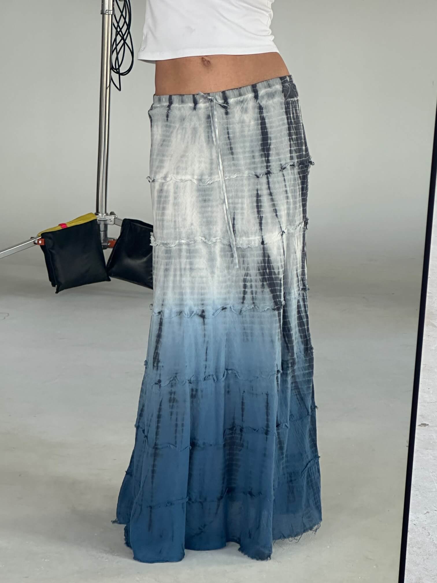 Vintage Tie-Dye Cotton Maxi Skirt | M/L