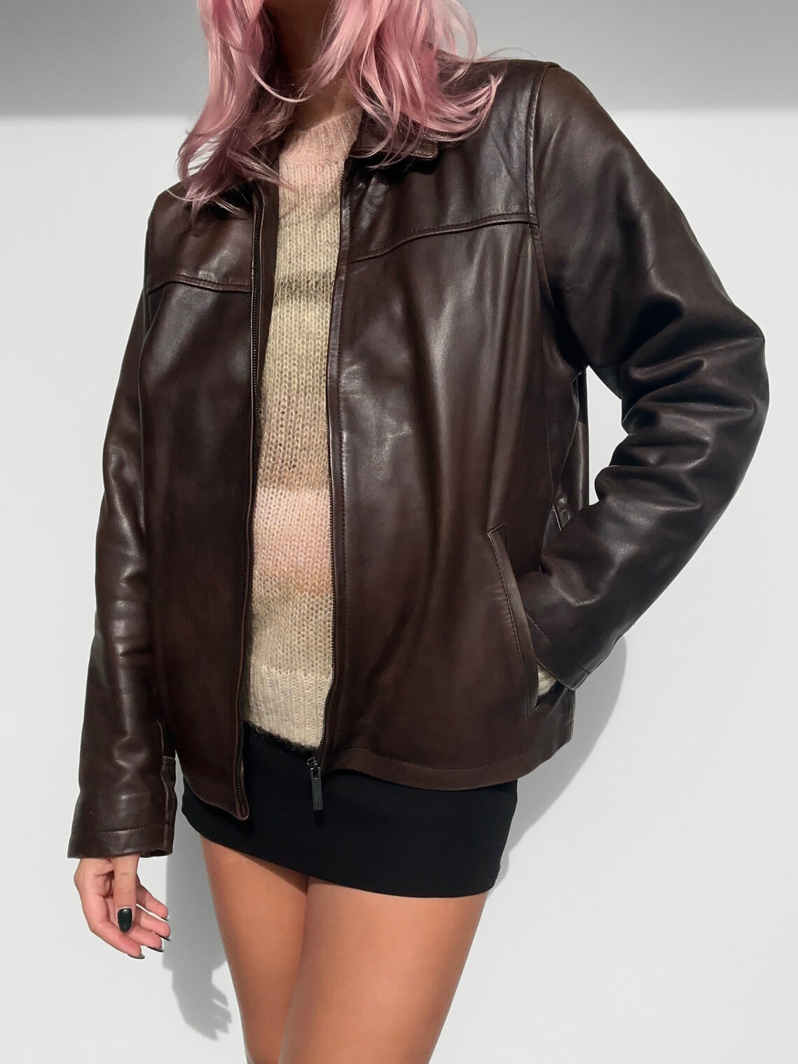 Vintage Chocolate Patina Straight Fit Leather Jacket | XS-L