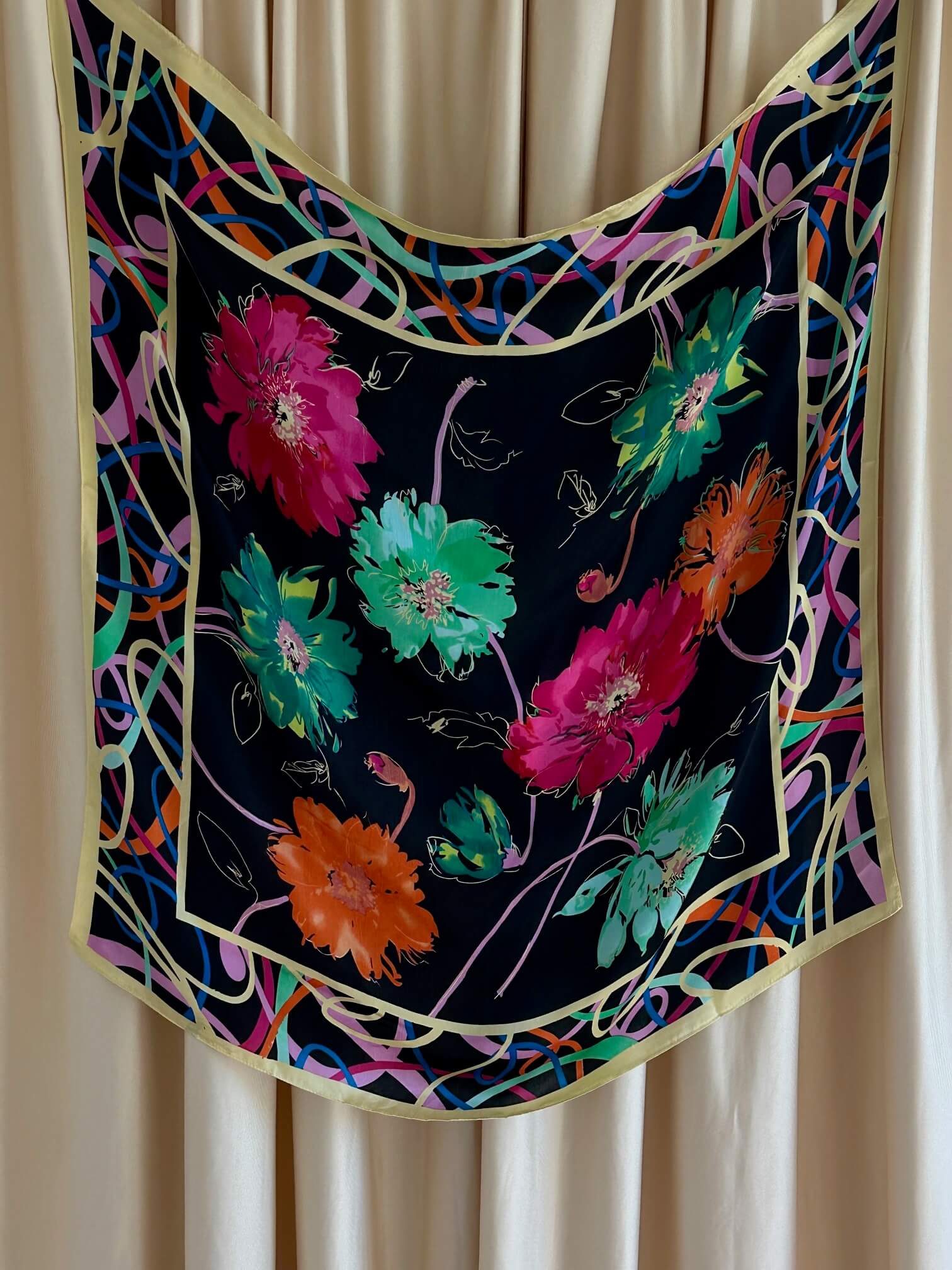 Vintage Printed Silk Scarf