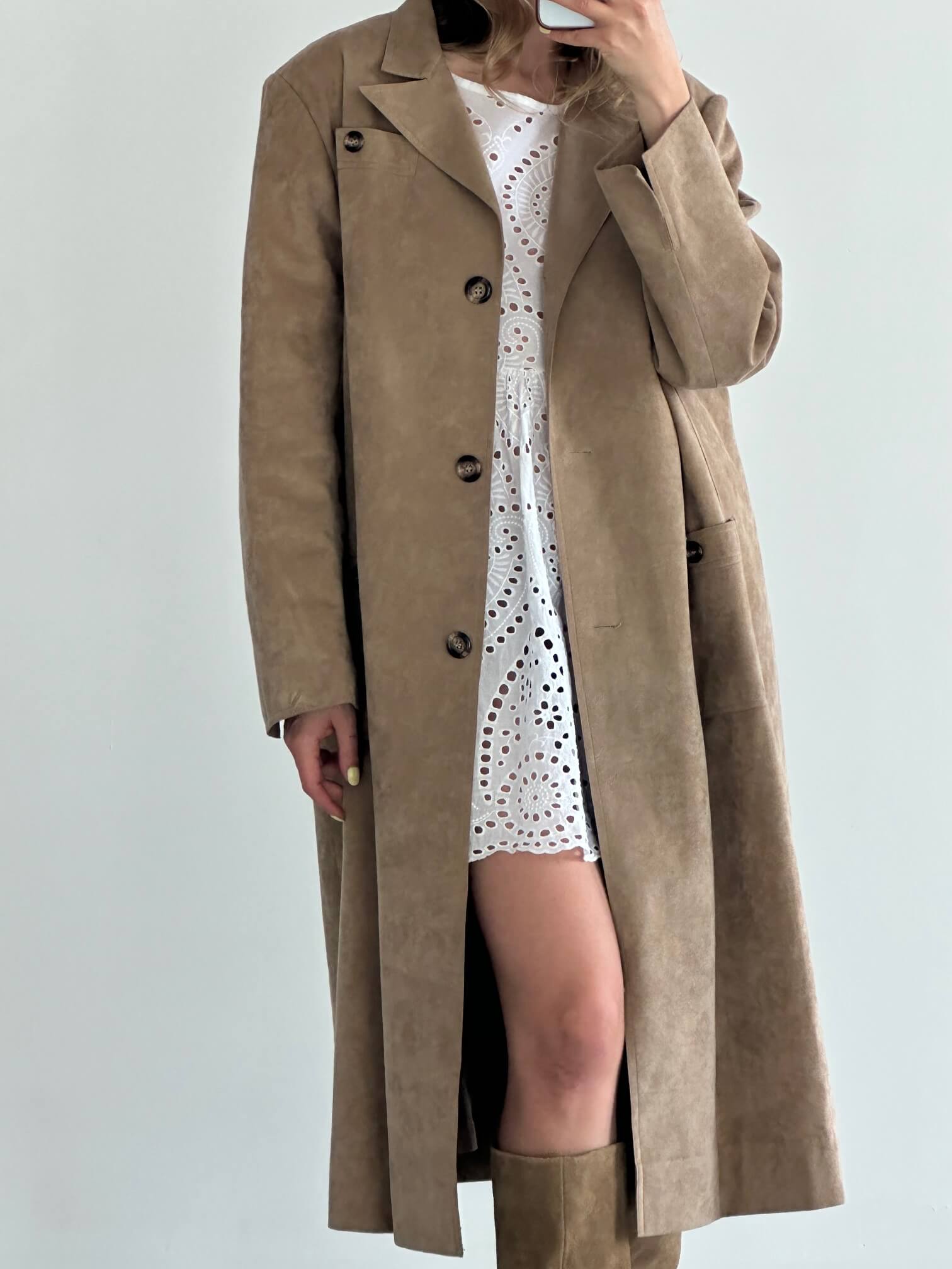 Vintage BARON PETERS Faux Suede Long Jacket | M/L