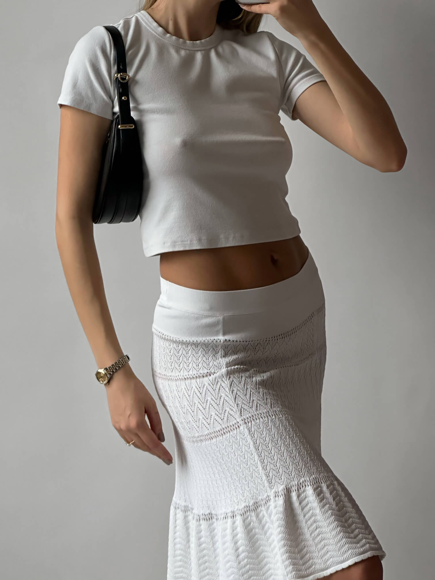 BCBGB MAXAZRIA Open Weave Knit Skirt  | S/M