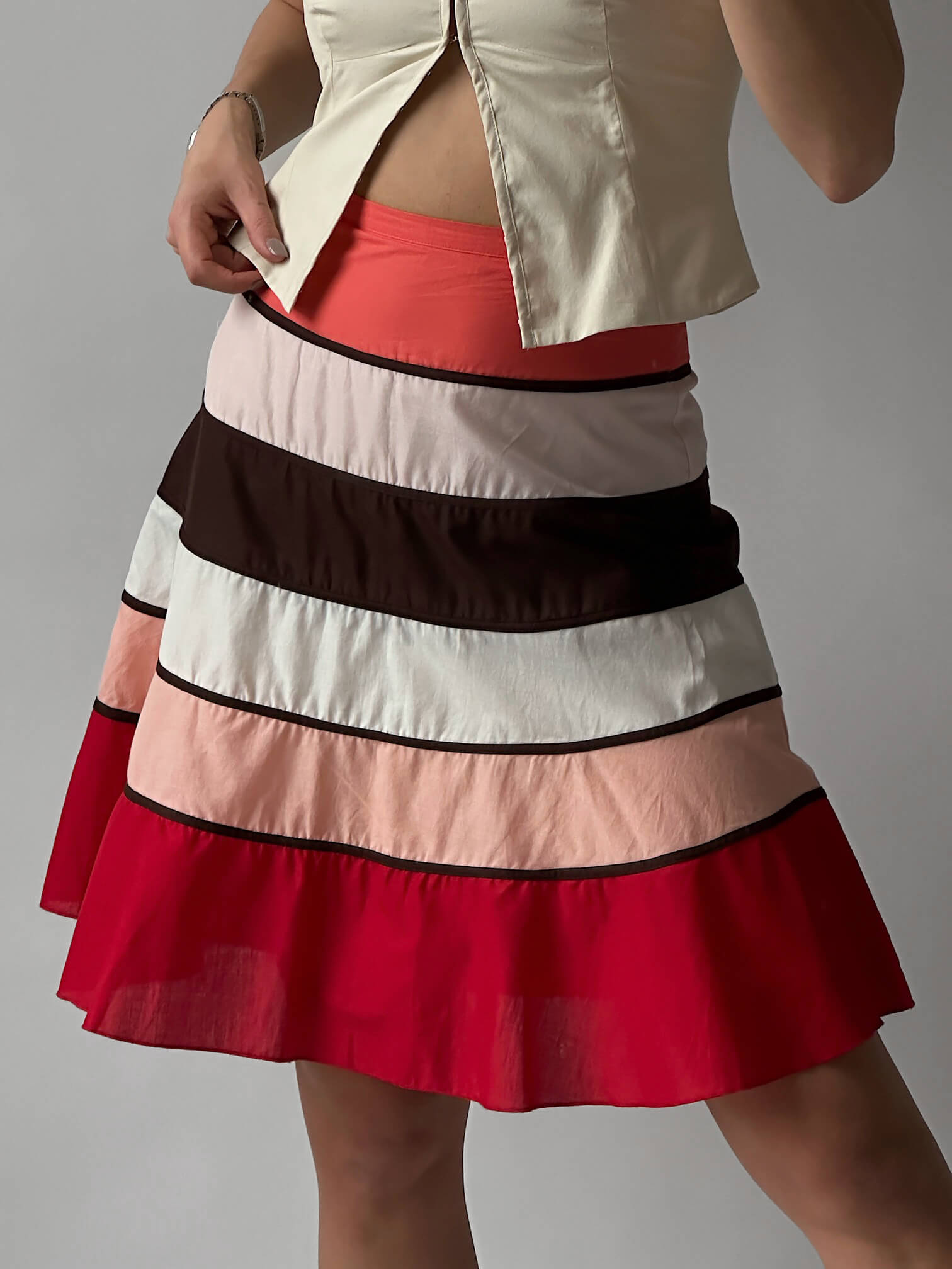 Vintage BCBGB MAXAZRIA Poplin Striped Skirt  | 2